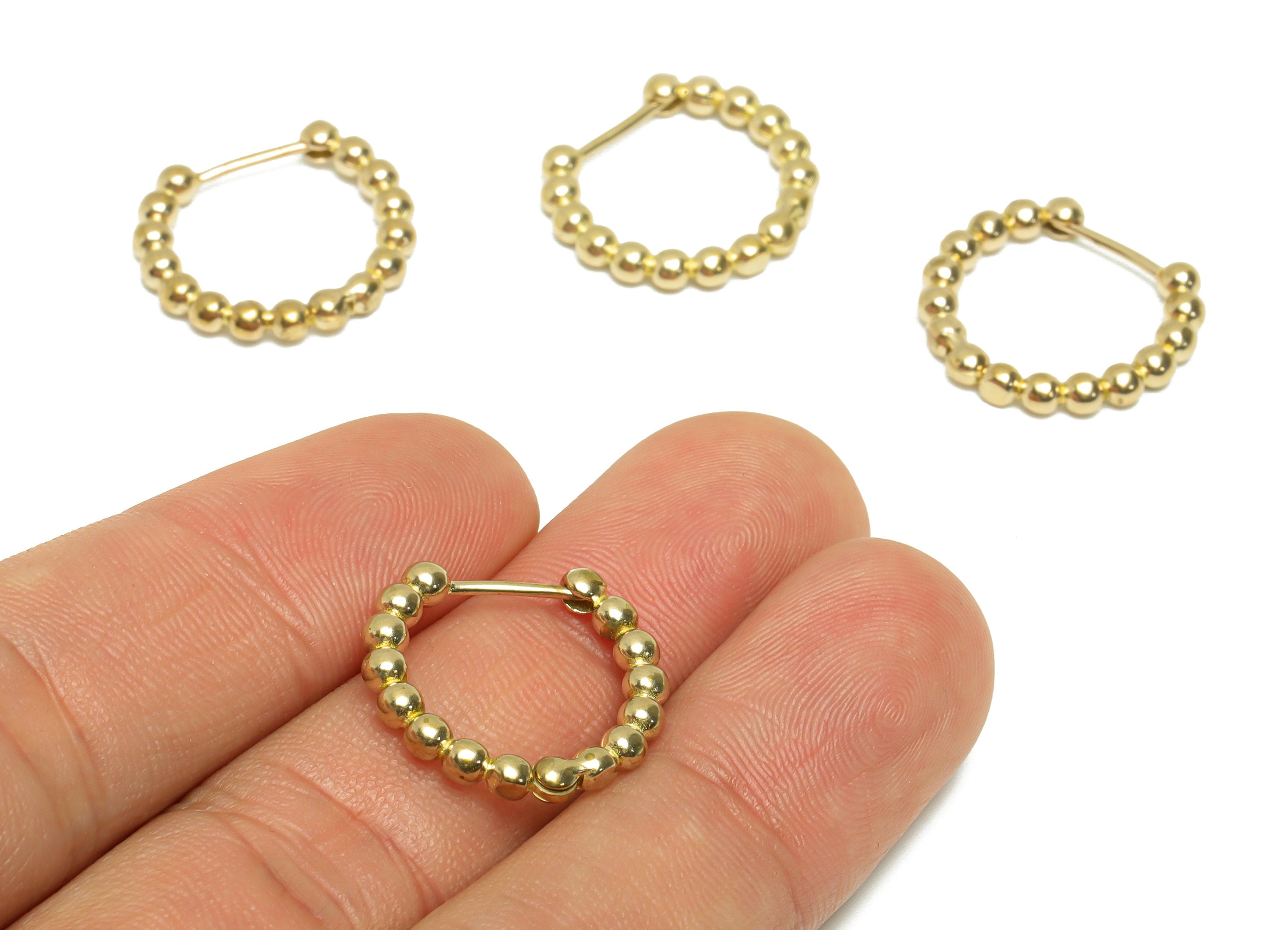 Brass Balls Huggie Hoop Earring - Raw Brass Circle Wire Earring Clasp - Brass Balls Hoop Huggie Earring - 19.9x17.6x2.8mm - PP9726 - DOMEDBAZAAR