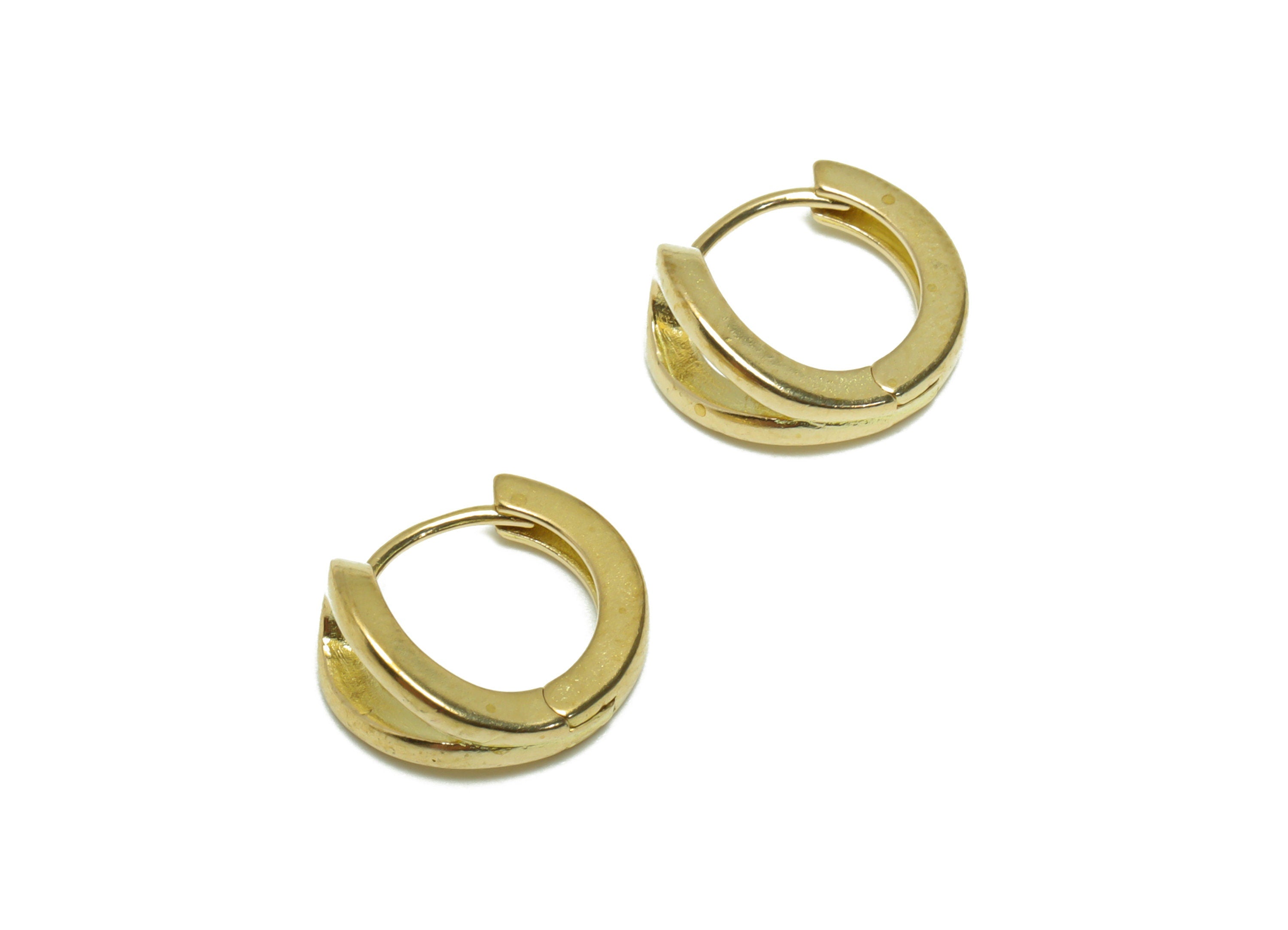 Brass Drop Huggie Hoop Earring - Raw Brass Teardrop Wire Earring Clasp - Brass Mini Huggie Hoop Earring - 12.5x11.4x5.75mm - PP9713 - DOMEDBAZAAR