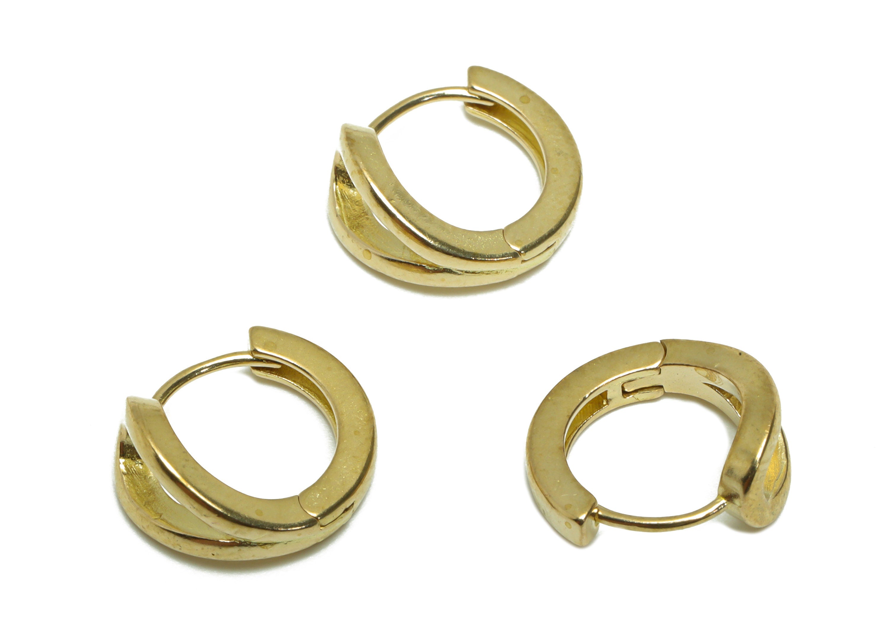 Brass Drop Huggie Hoop Earring - Raw Brass Teardrop Wire Earring Clasp - Brass Mini Huggie Hoop Earring - 12.5x11.4x5.75mm - PP9713 - DOMEDBAZAAR