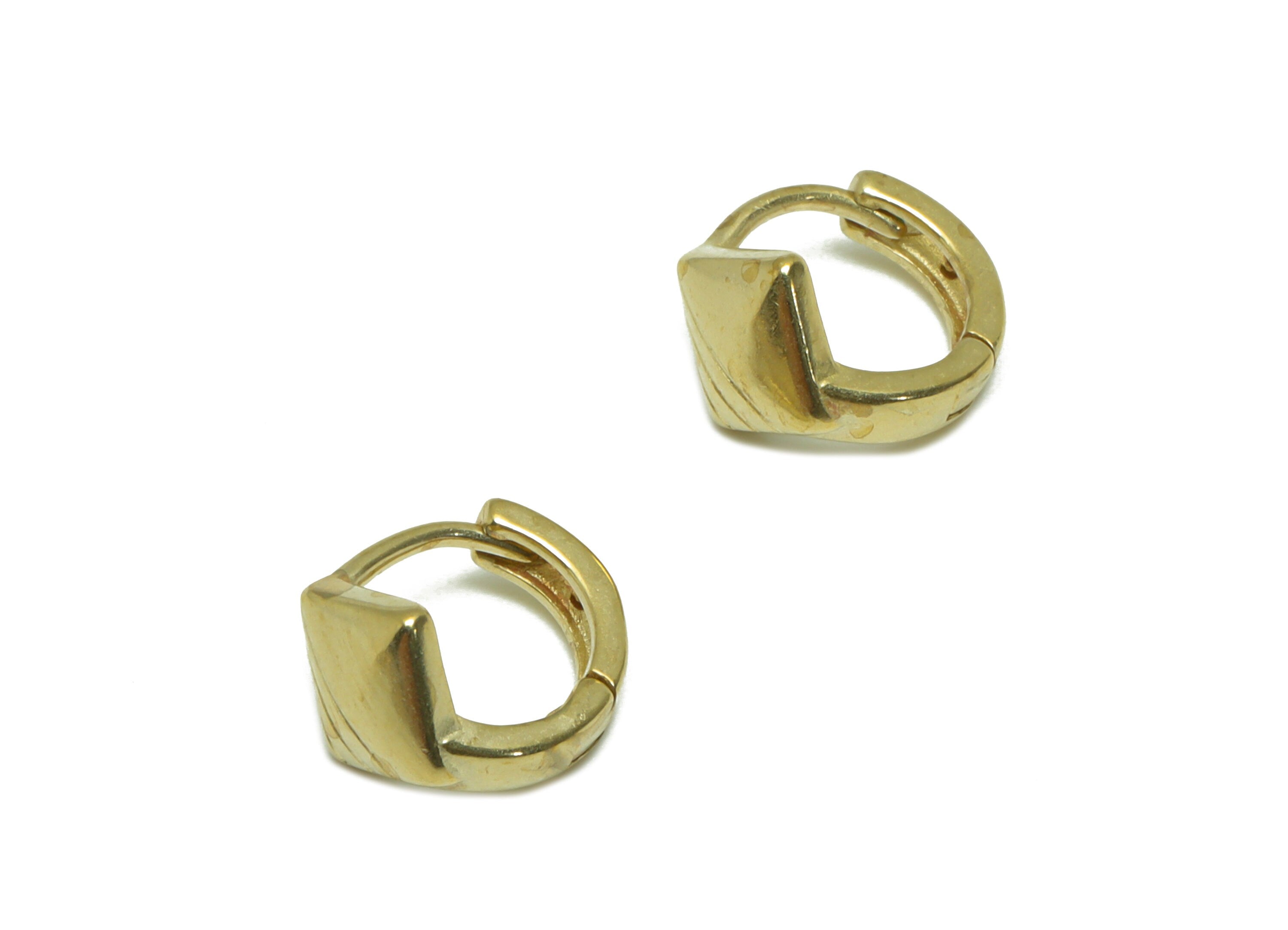Brass Diamond Huggie Hoop Earring - Raw Brass Ring Hoop Wire Earring - Brass Rhombic Earring - Minimalist Hoop Earring - 10.1x9x7mm - PP9799 - DOMEDBAZAAR