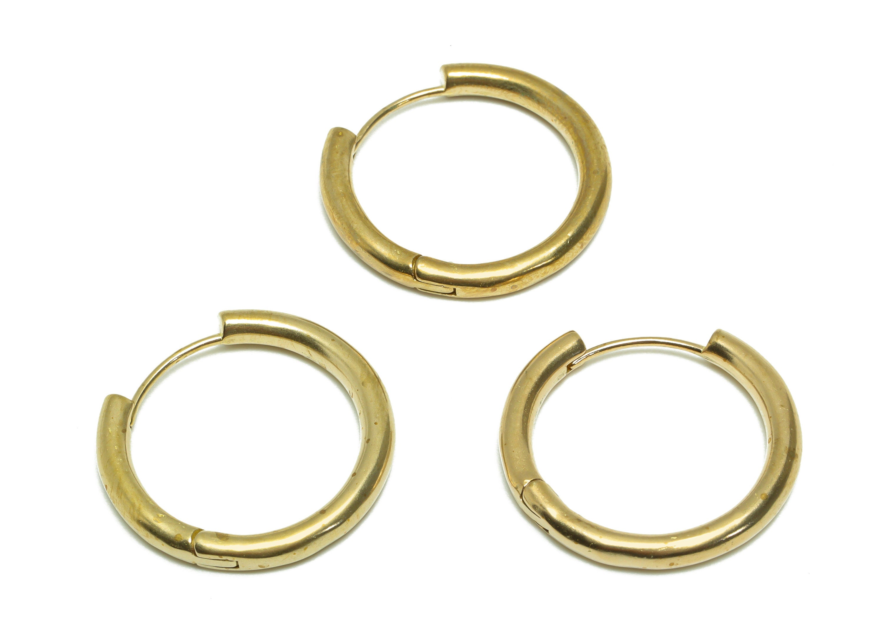 Brass Round Huggie Hoop Earring - Raw Brass Circle Wire Earring Clasp - Brass Geometry Clasp Hoop Earring - 24.08x22.3x3.13mm - PP9724 - DOMEDBAZAAR