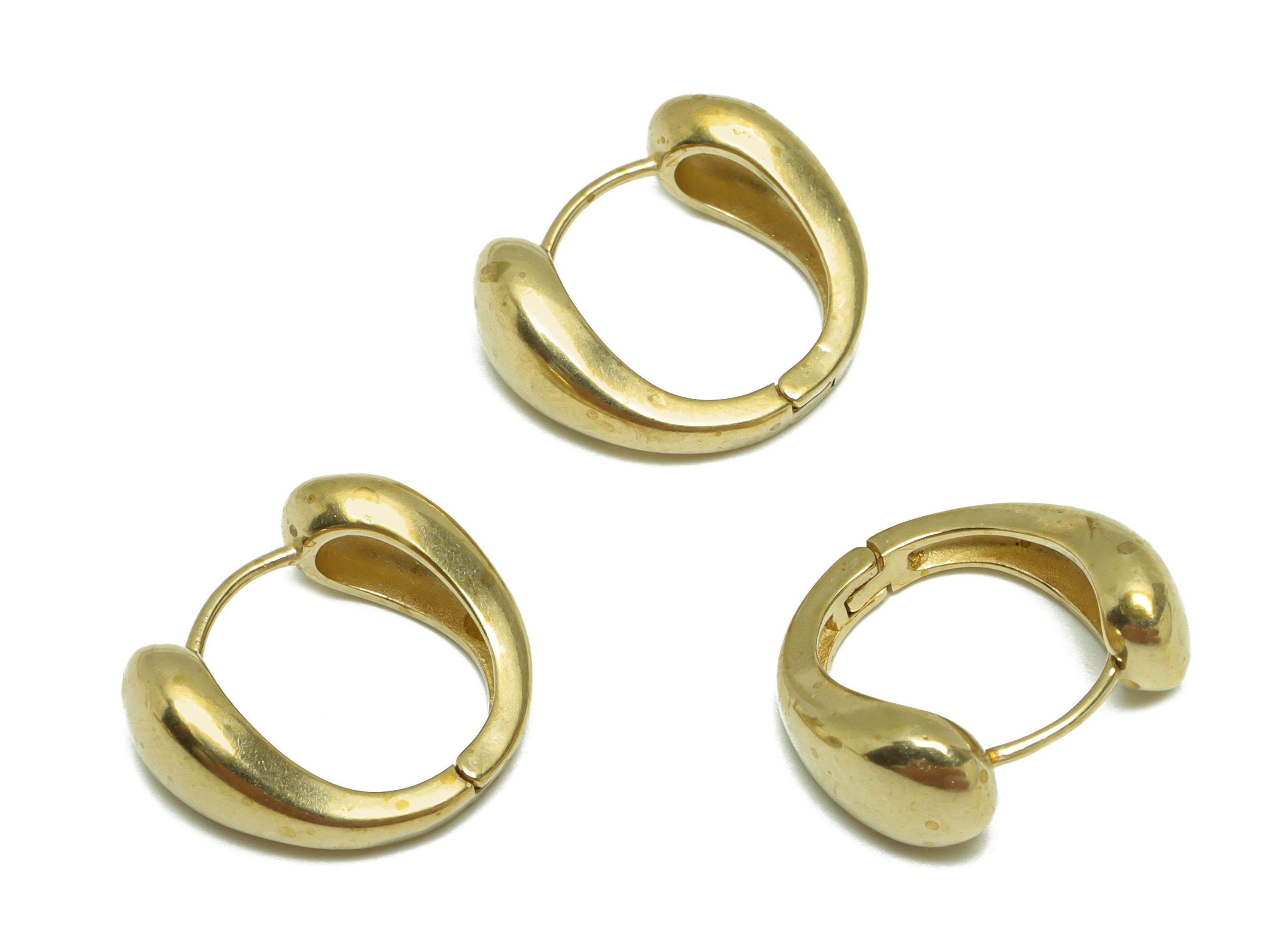 Brass Thick Huggie Hoop Earring - Raw Brass Drop Hoop Wire Earring - Brass Teardrop Huggie Hoop Earring - 17.5x14.9x6.6mm - PP9822 - DOMEDBAZAAR