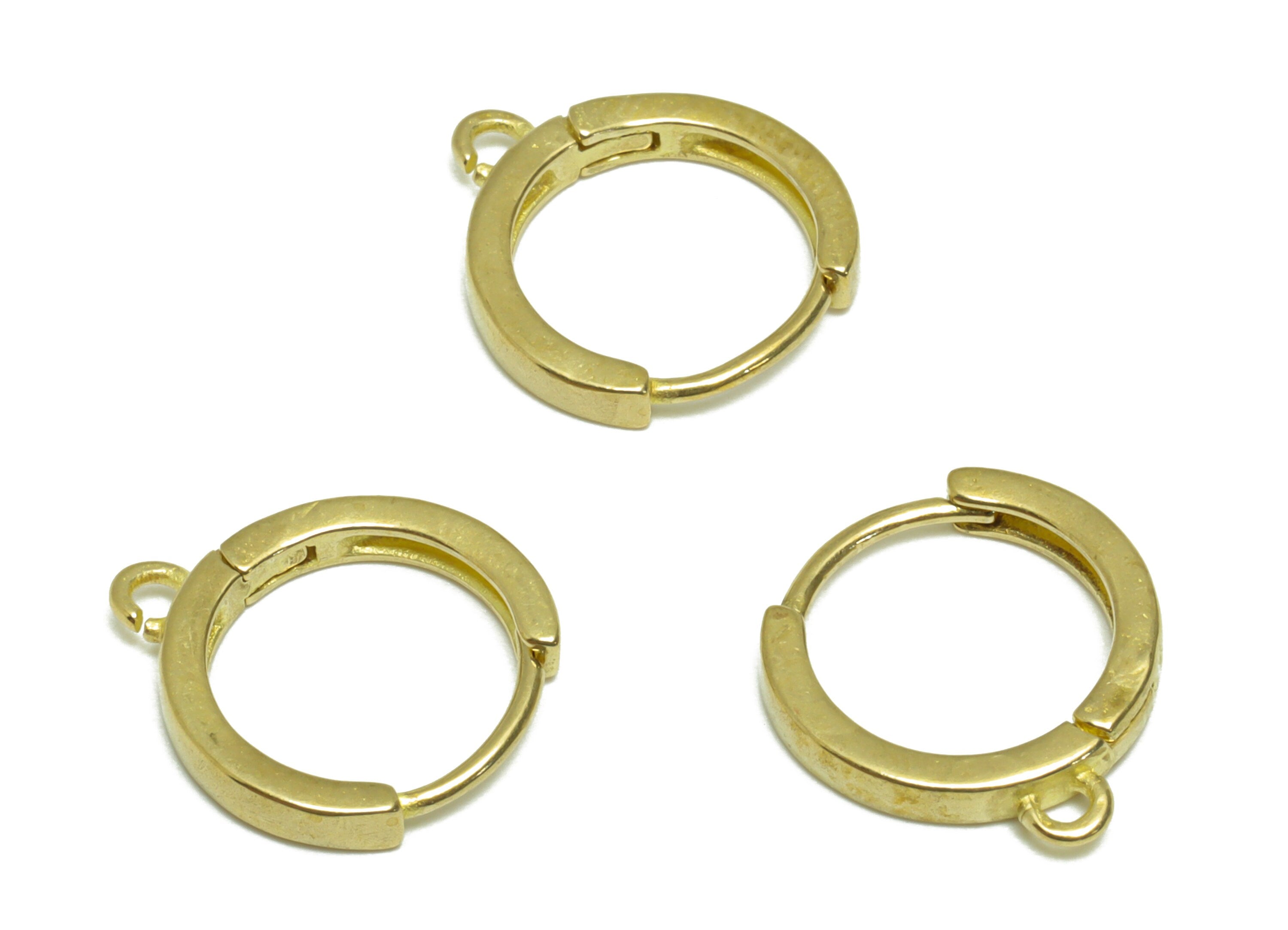 Brass Round Huggie Hoop Earring - Raw Brass Circle Hoop Wire Earring With Loop - Brass Minimalist Huggie Hoop Earring - 15.1x13x2mm - PP9805 - DOMEDBAZAAR