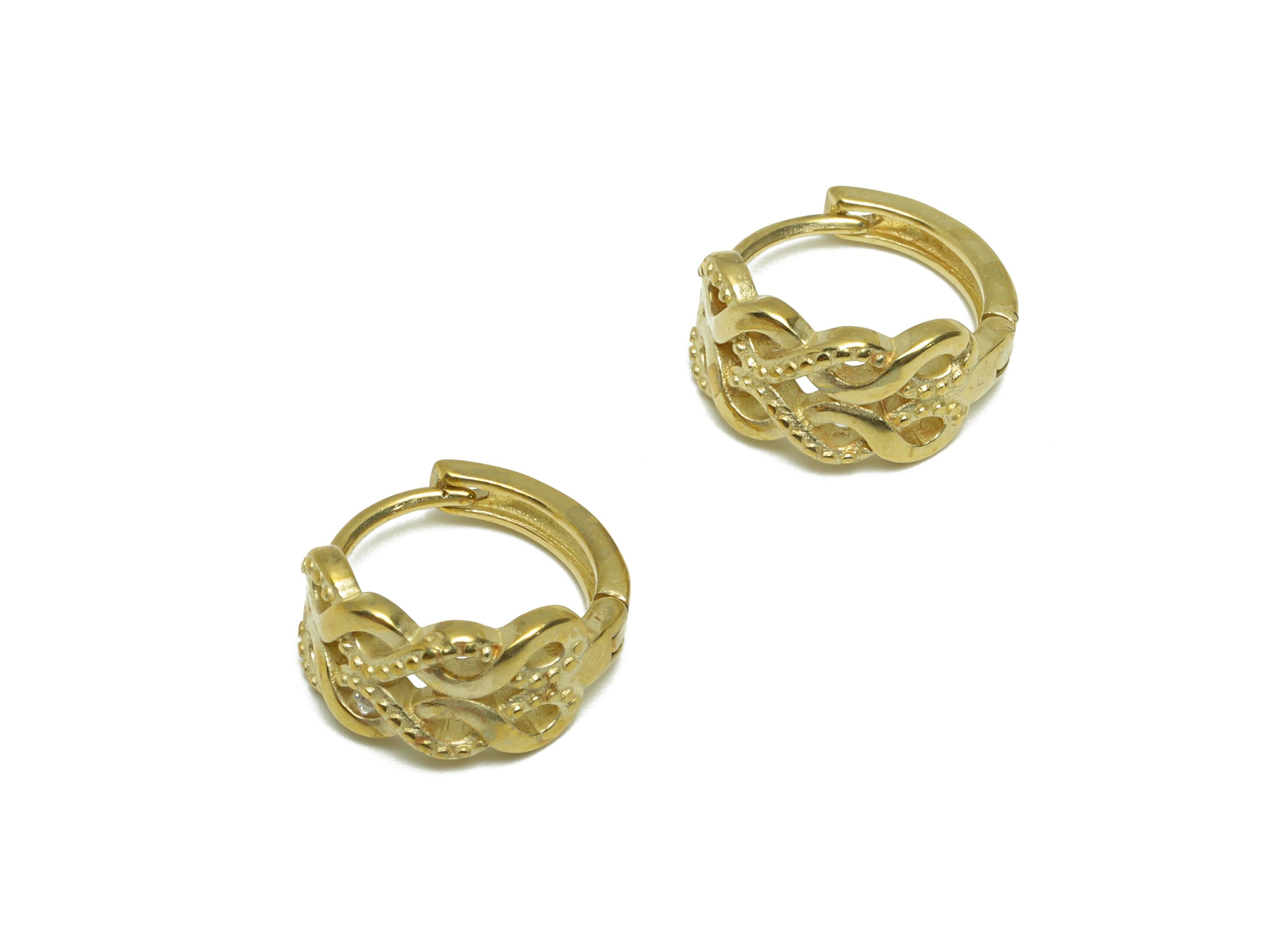 Brass Round Huggie Hoop Earring - Raw Brass Twisted Hoop Wire Earring - Brass Textured Huggie Hoop Earring - 14.1x13.3x6.7mm - PP9804 - DOMEDBAZAAR