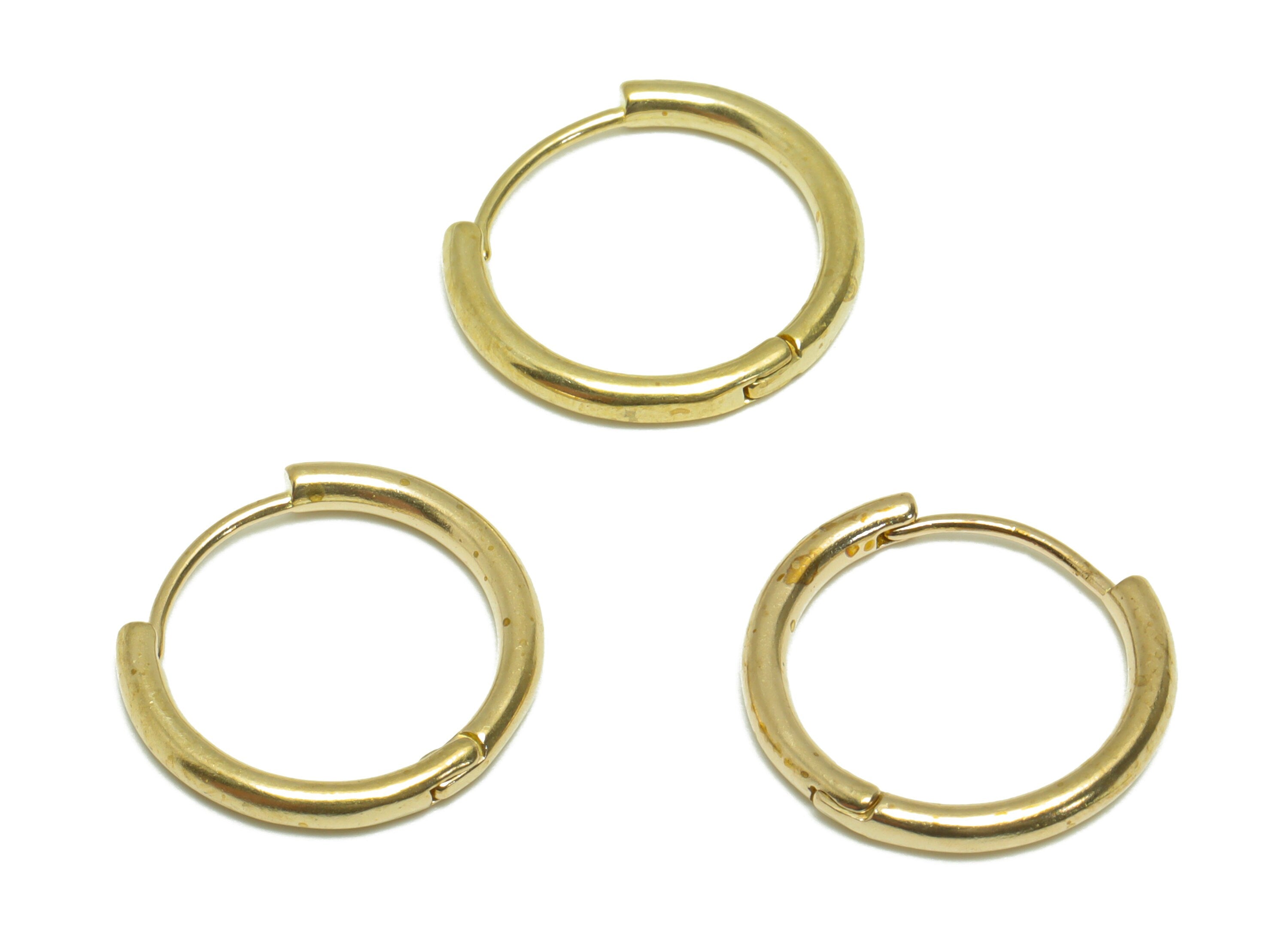 Brass Round Huggie Hoop Earring - Raw Brass Circle Hoop Wire Earring - Brass Clasp Minimalist Huggie Hoop Earring - 17.9x16.9x2.1mm - PP9809 - DOMEDBAZAAR