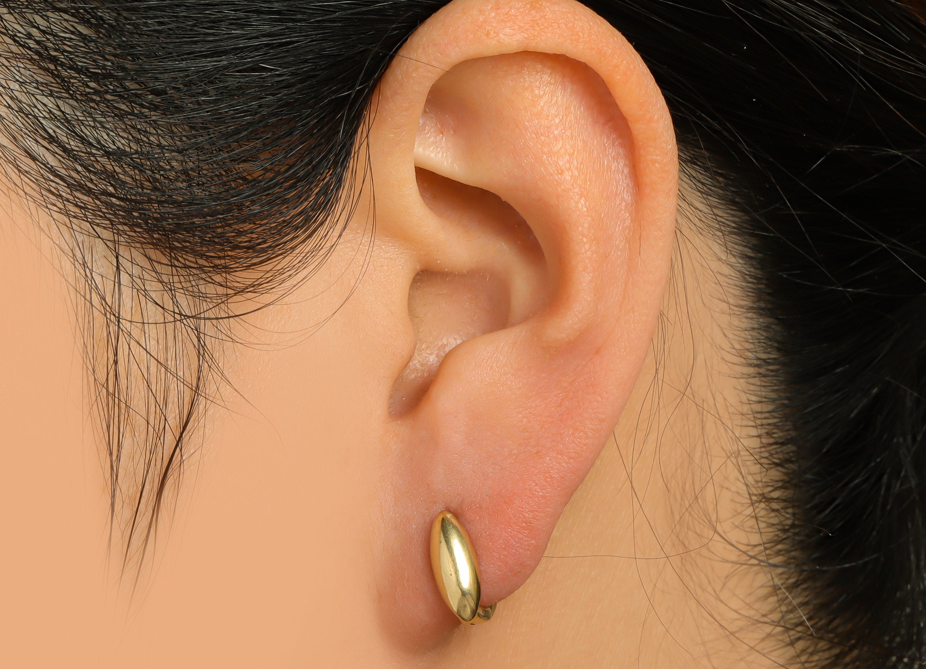 Brass Thick Huggie Hoop Earring - Raw Brass Marquise Hoop Wire Earring - Brass Geometry Huggie Hoop Earring - 11.3x11.7x4.6mm - PP9808 - DOMEDBAZAAR