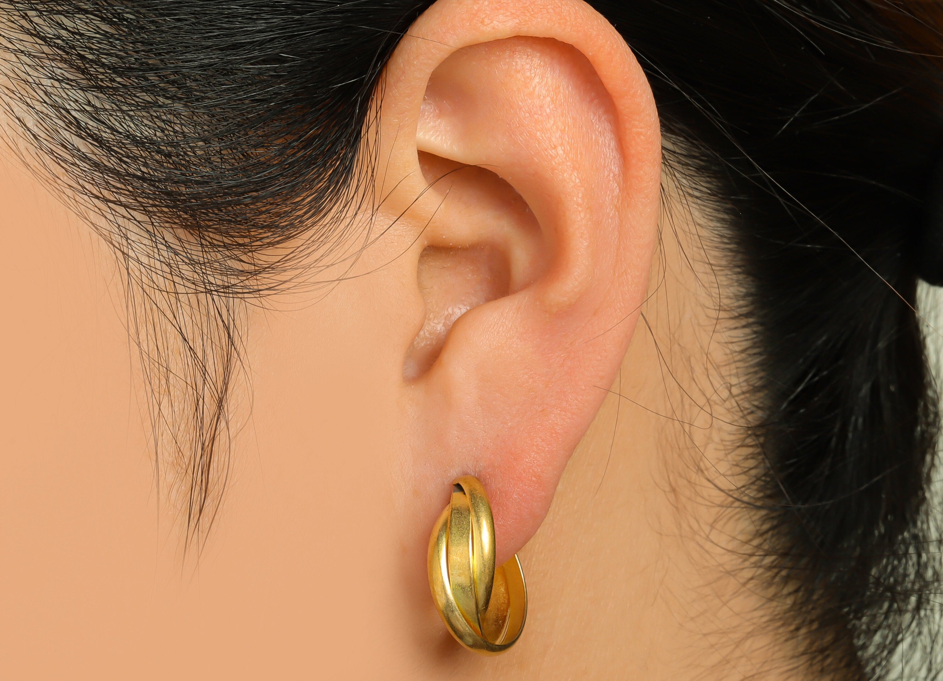 Brass C Hoop Earring Stud - Raw Brass Twisted Wire Earring Post - Brass Curly Open Hoop Earring Post - Hoop Earring Post -19x20x2mm - PP9926 - DOMEDBAZAAR