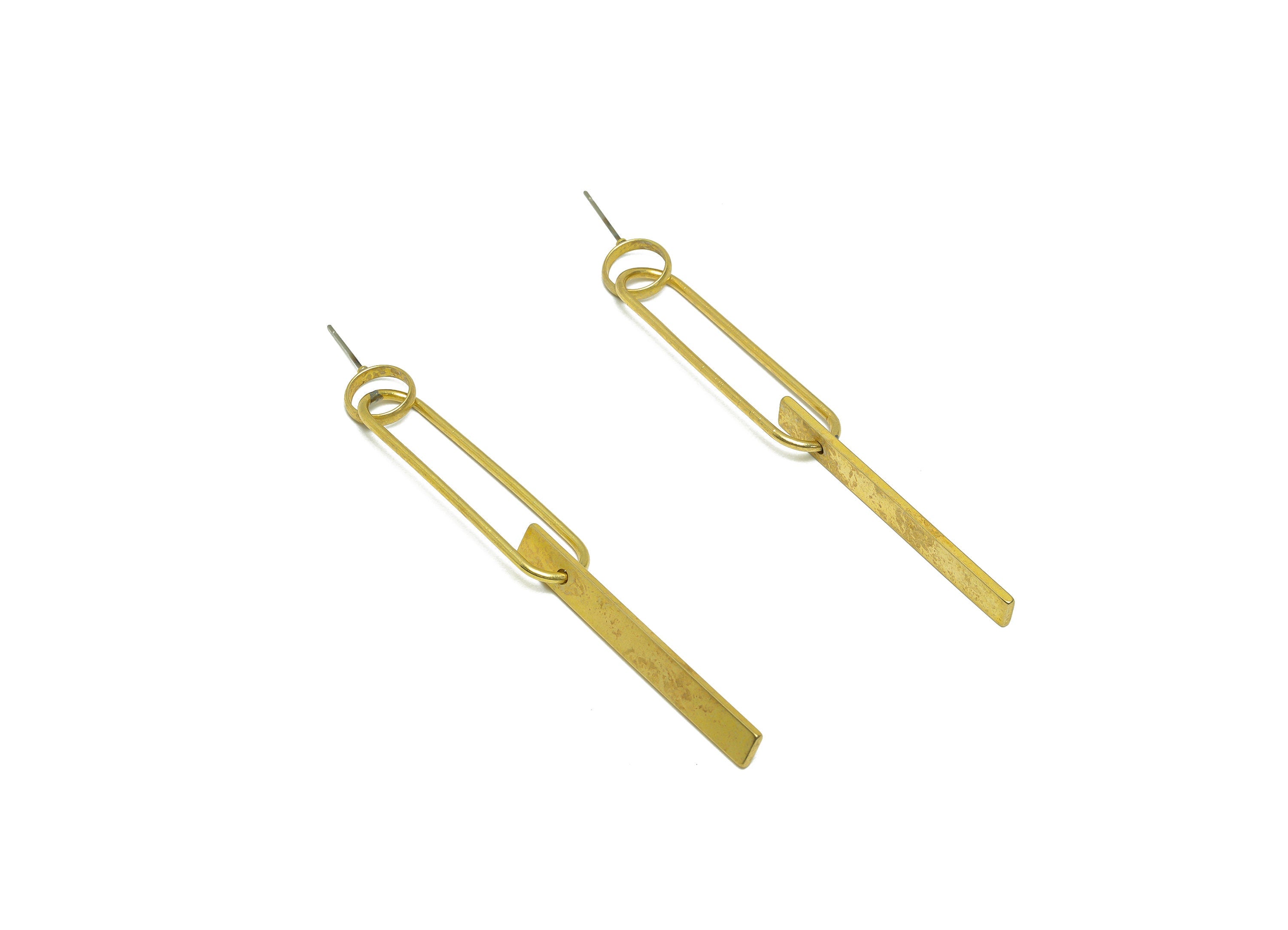 Brass Oval Dangle Earring Stud - Raw Brass Stick Wire Earring Post - Brass Rectangle Wire Earring Post - Oval Wire Post - 81x11x1mm - PP9960 - DOMEDBAZAAR