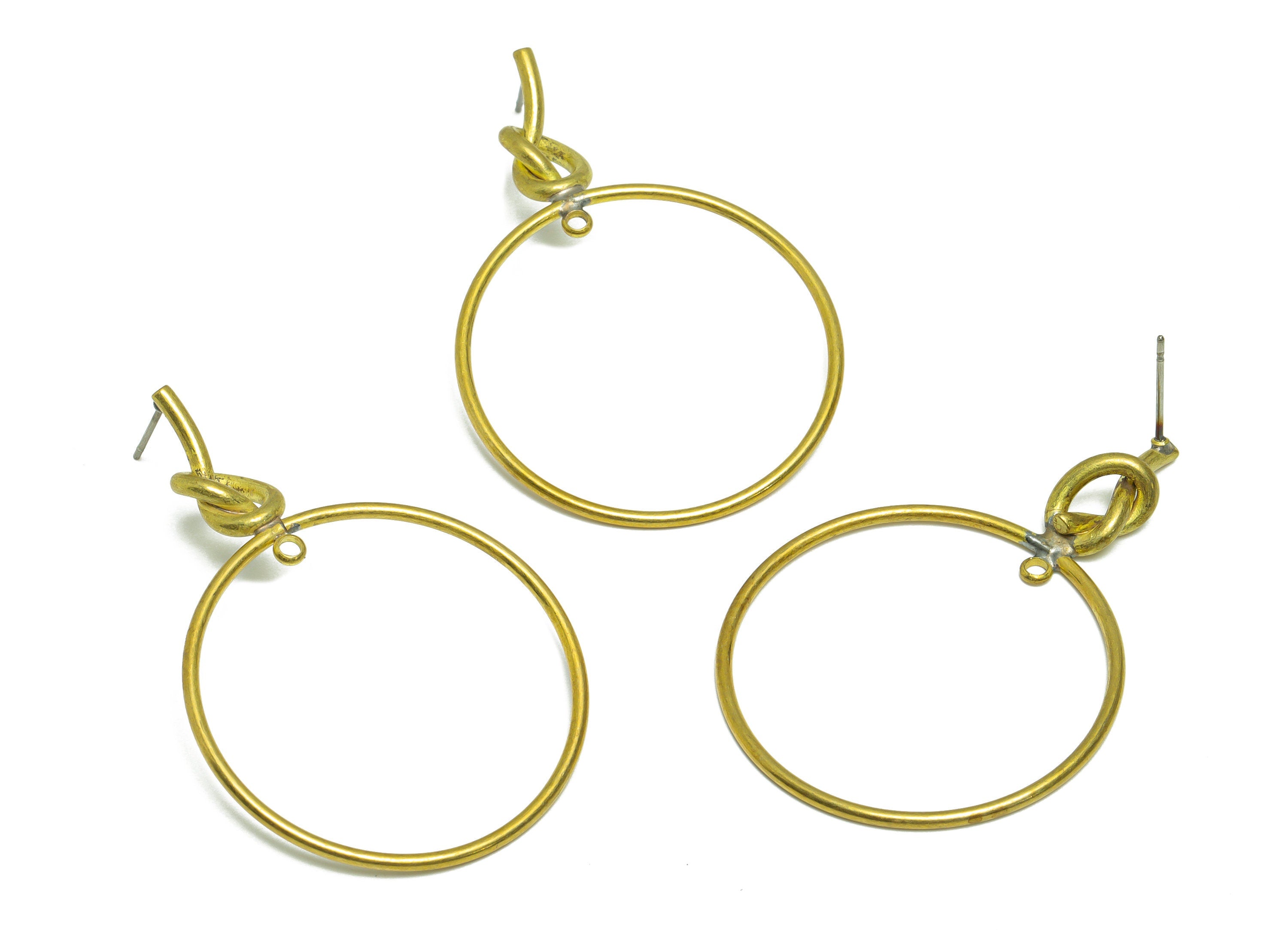 Brass Interwoven Earring Stud - Raw Brass Knot Earring Post - Brass Round Knot Earring Post - Circle Earring Post - 52.2x35.18x1mm - PP9934 - DOMEDBAZAAR
