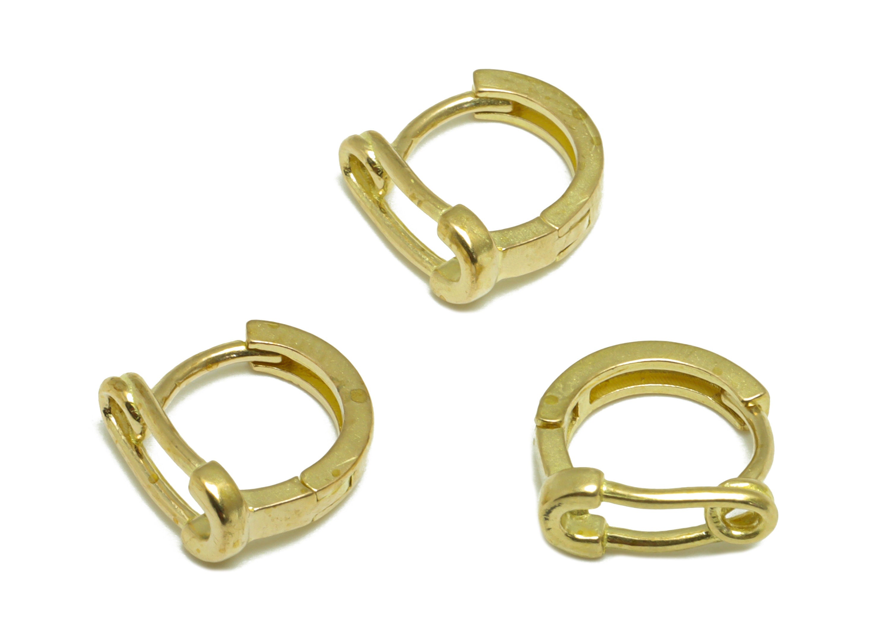 Brass Pin Huggie Hoop Earring - Raw Brass Safety Pin Hoop Huggie Earring - Brass Pin Hoop Earring - 11.3x10.6x4.94mm - PP9753 - DOMEDBAZAAR