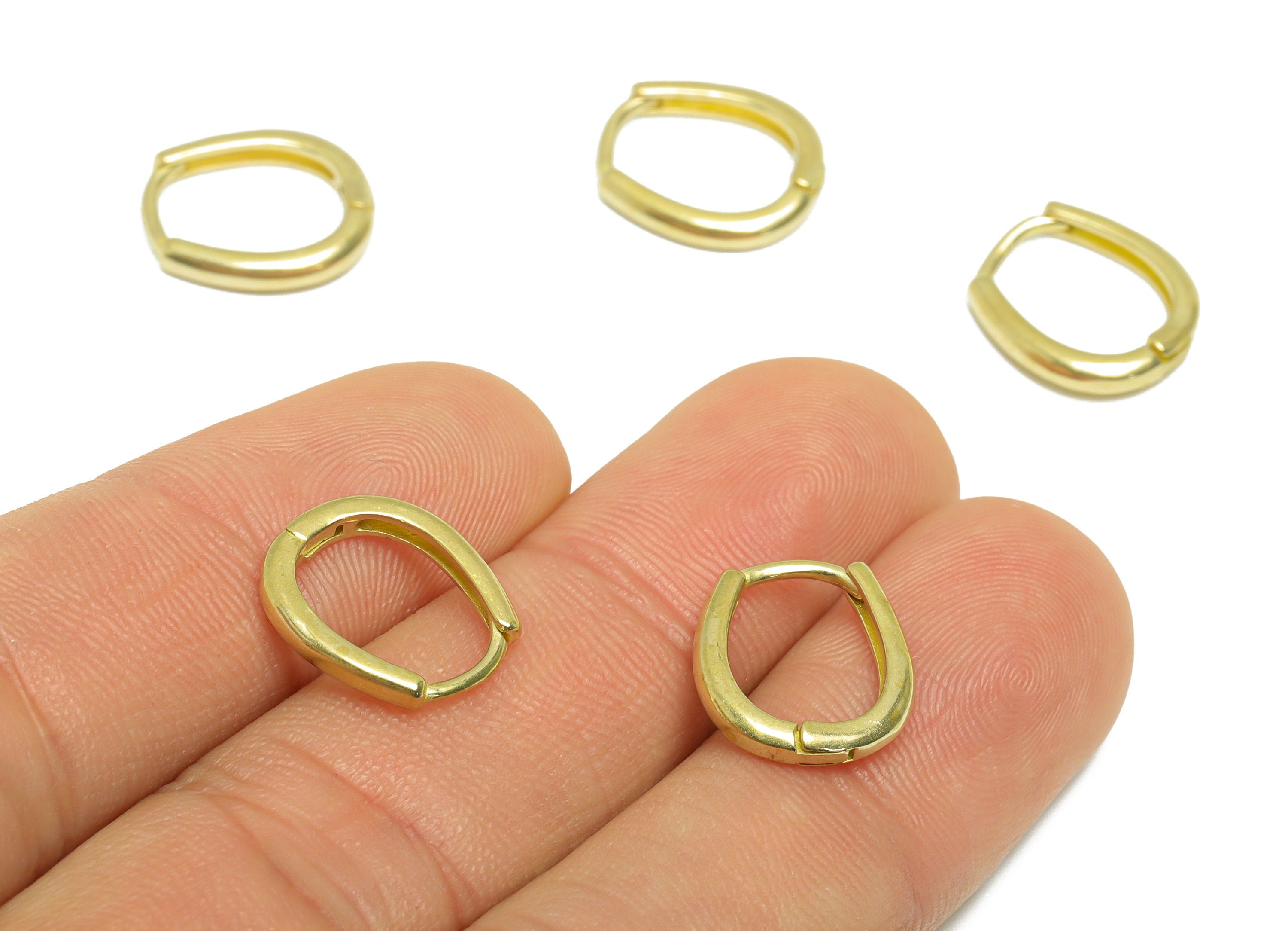 Brass Oval Huggie Hoop Earring - Raw Brass Hoop Huggie Earring - Brass Minimalist Geometry Hoop Earring - 14.1x12.2x2.2mm - PP9765 - DOMEDBAZAAR