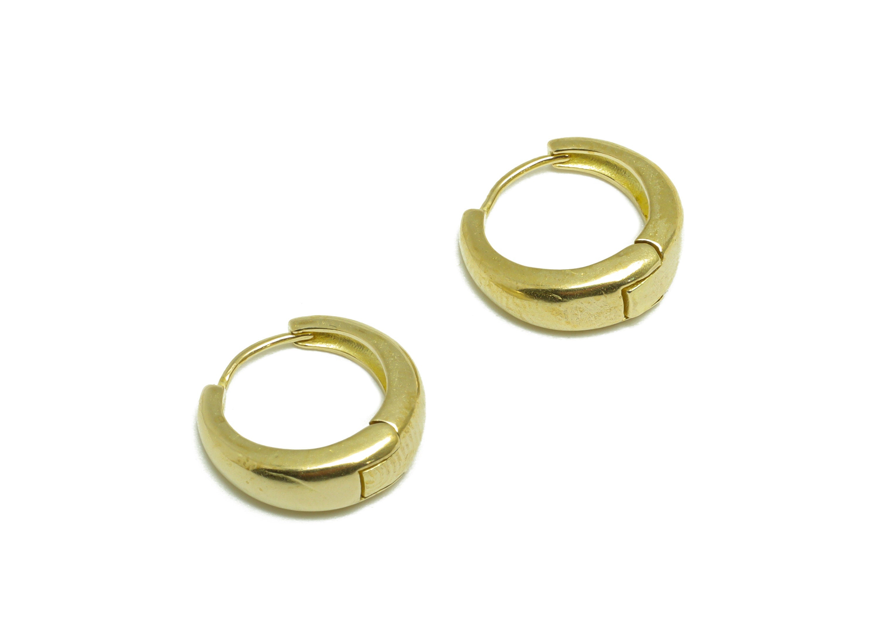 Brass Round Huggie Hoop Earring - Raw Brass Hoop Huggie Earring - Brass Minimalist Geometry Hoop Earring - 13.5x13.23x4.7mm - PP9751 - DOMEDBAZAAR