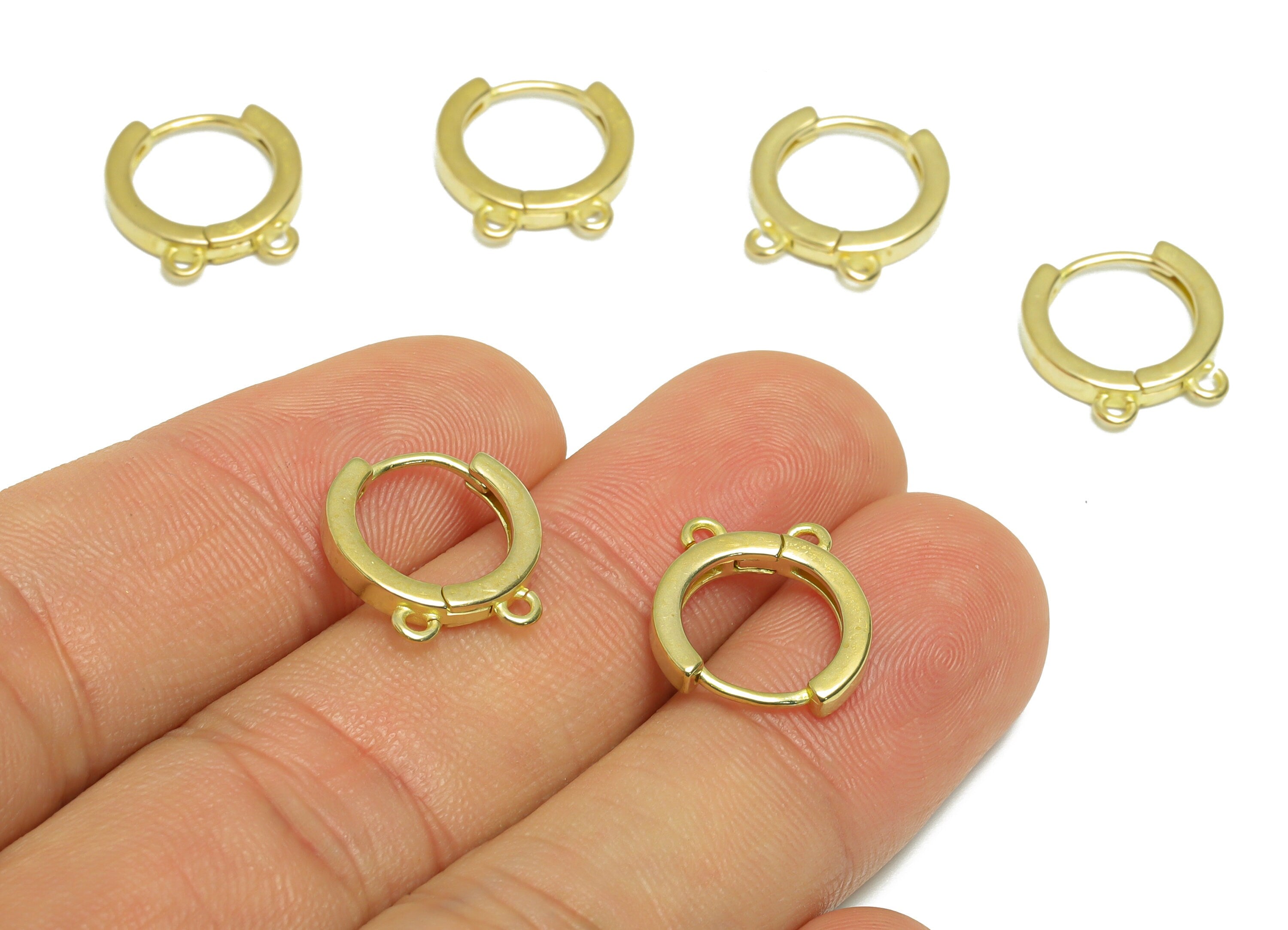 Brass Round Huggie Hoop Earring - Raw Brass Hoop Huggie Earring With Loop - Brass Circle Hoop Earring For Tassel Chian - 14x13x2mm - PP9743 - DOMEDBAZAAR