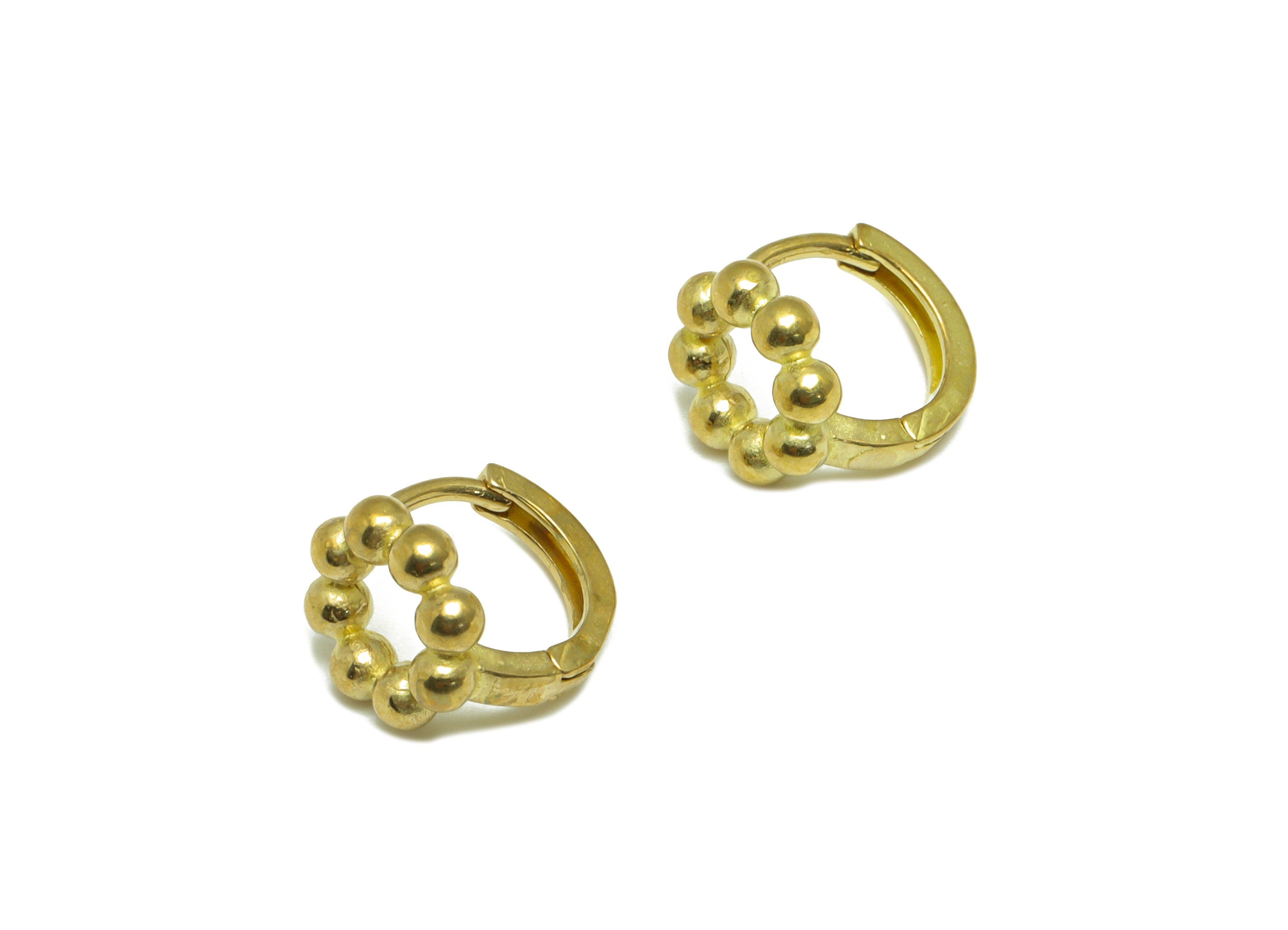 Brass Round Huggie Hoop Earring - Raw Brass Ball Hoop Huggie Earring - Brass Circle Ring Ball Hoop Earring - 12.04x10.9x2.13mm - PP9736 - DOMEDBAZAAR