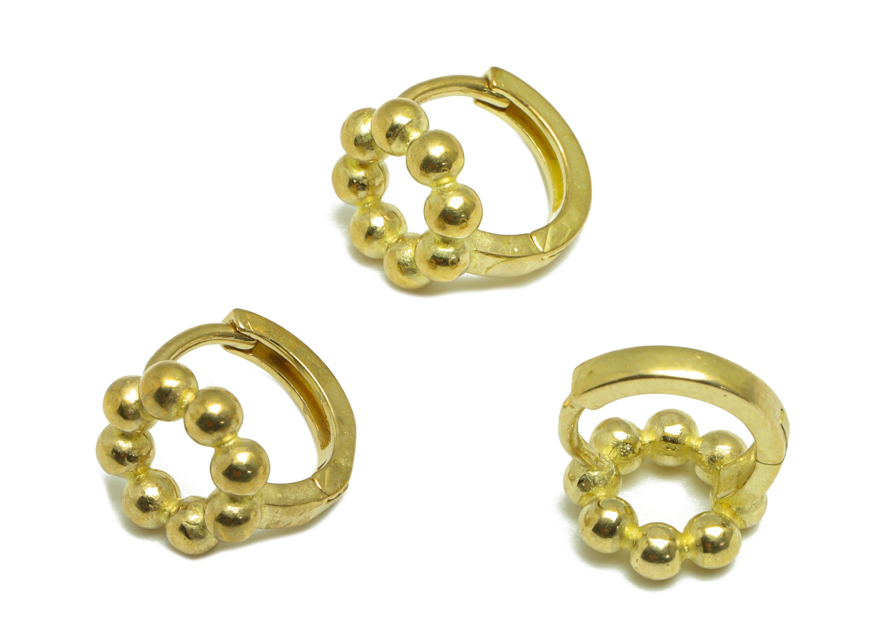 Brass Round Huggie Hoop Earring - Raw Brass Ball Hoop Huggie Earring - Brass Circle Ring Ball Hoop Earring - 12.04x10.9x2.13mm - PP9736 - DOMEDBAZAAR