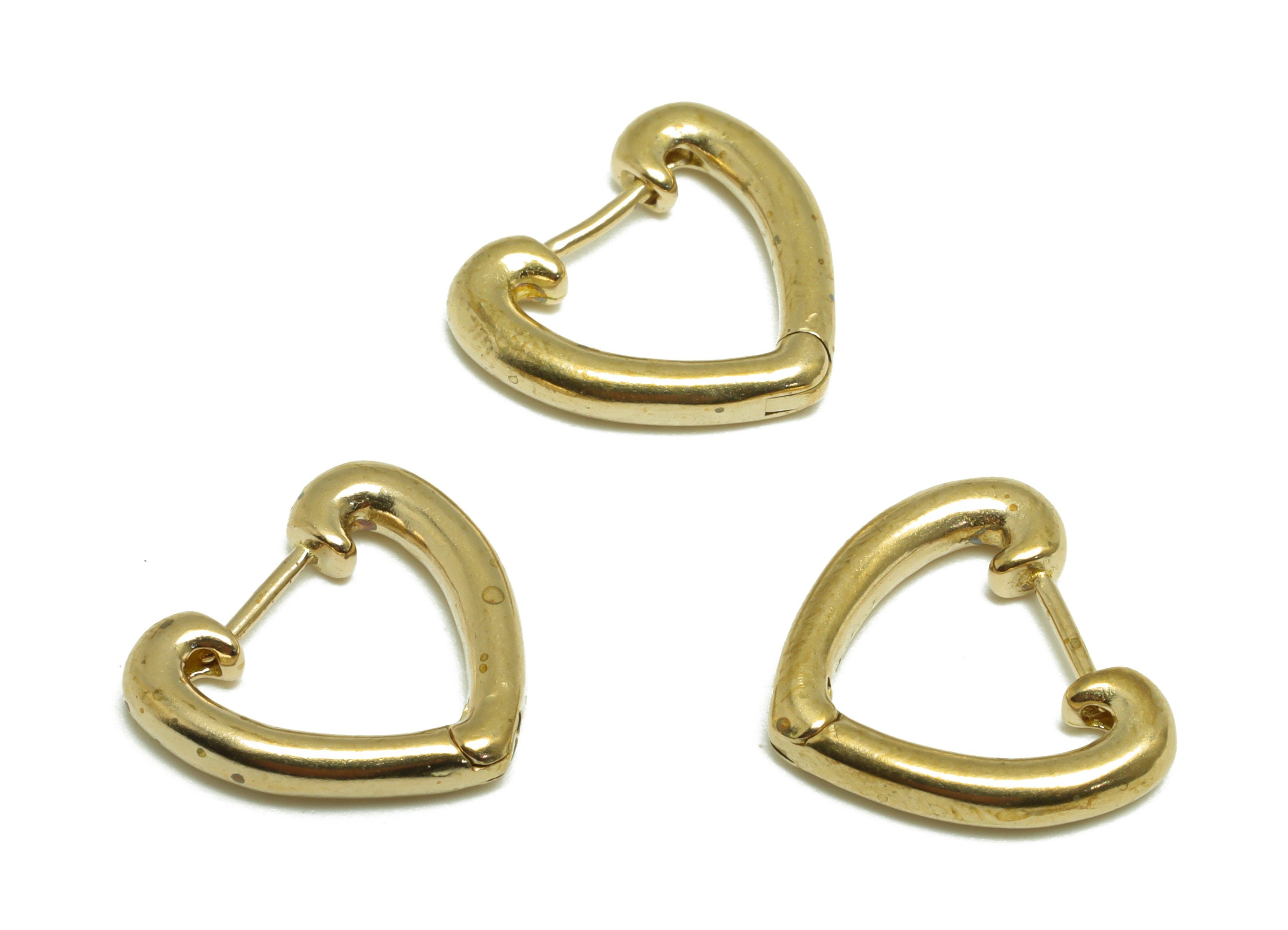 Brass Heart Huggie Hoop Earring - Raw Brass Heart Hoop Huggie Earring - Brass Heart Clasp Hoop Earring - 14.3x13.3x2.55mm - PP9741 - DOMEDBAZAAR