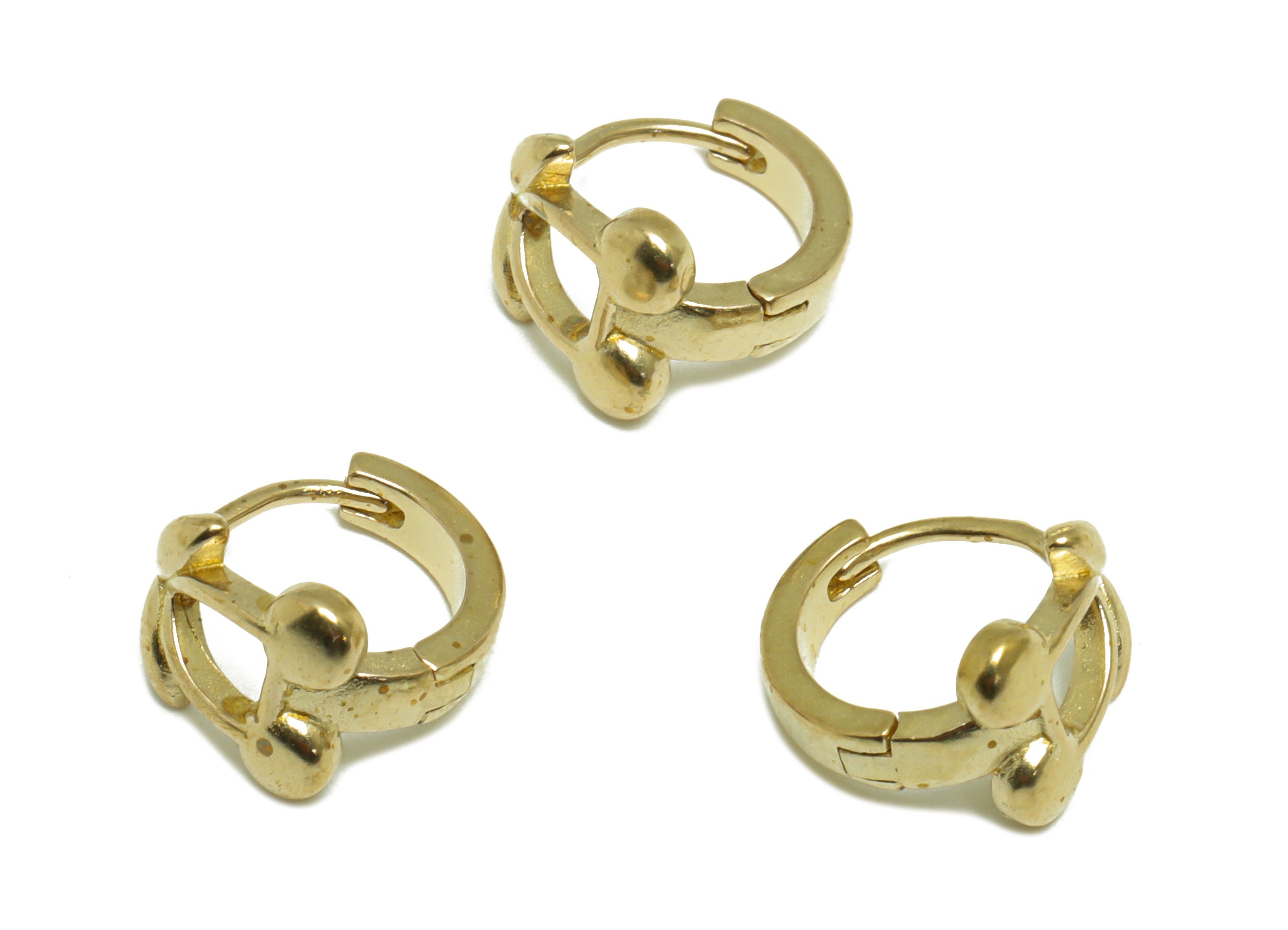 Brass Cherry Huggie Hoop Earring - Raw Brass Fruit Hoop Wire Earring - Brass Cherry Huggie Hoop Earring - 12.4x11.5x8.6mm - PP9824 - DOMEDBAZAAR