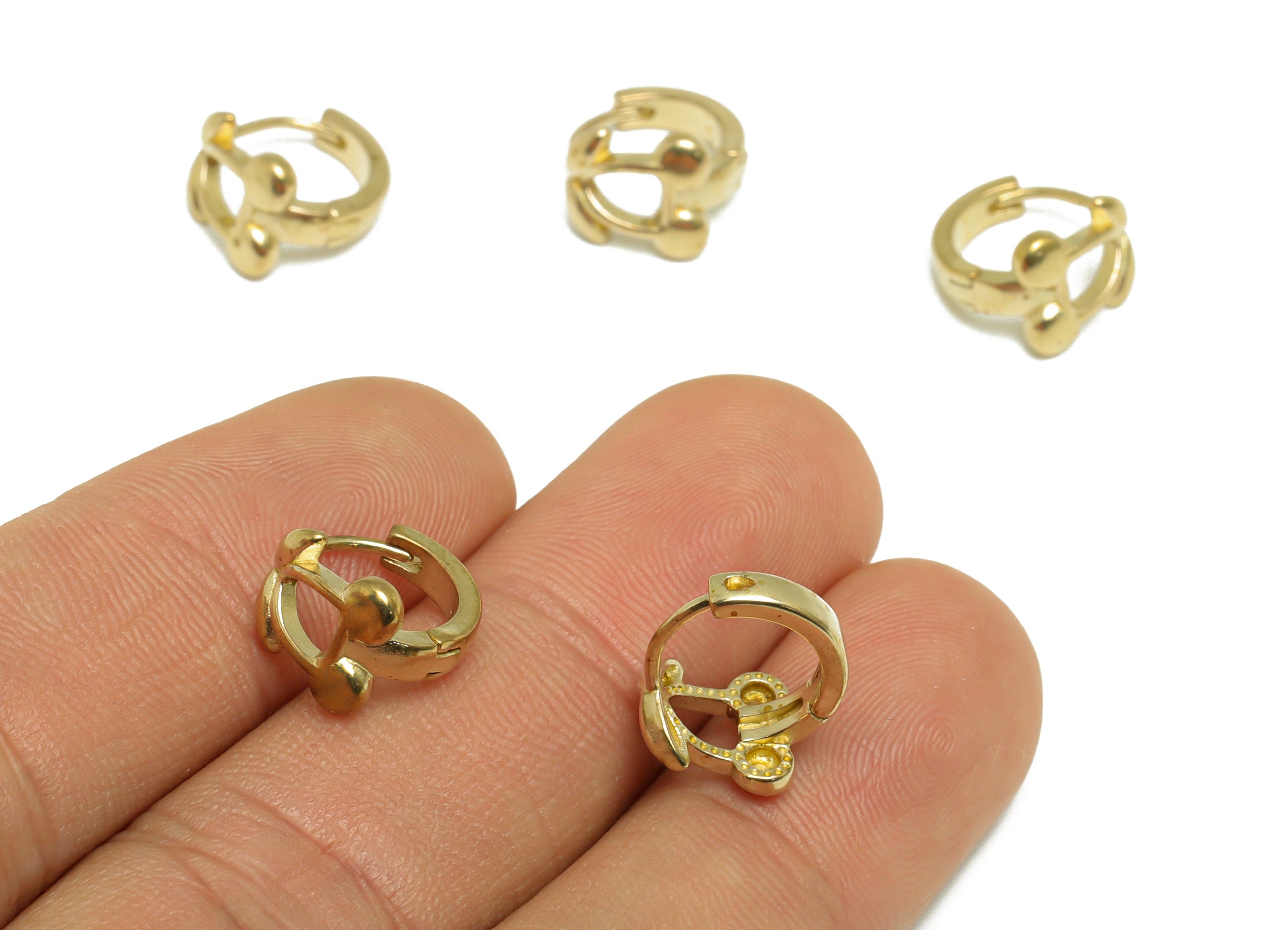 Brass Cherry Huggie Hoop Earring - Raw Brass Fruit Hoop Wire Earring - Brass Cherry Huggie Hoop Earring - 12.4x11.5x8.6mm - PP9824 - DOMEDBAZAAR