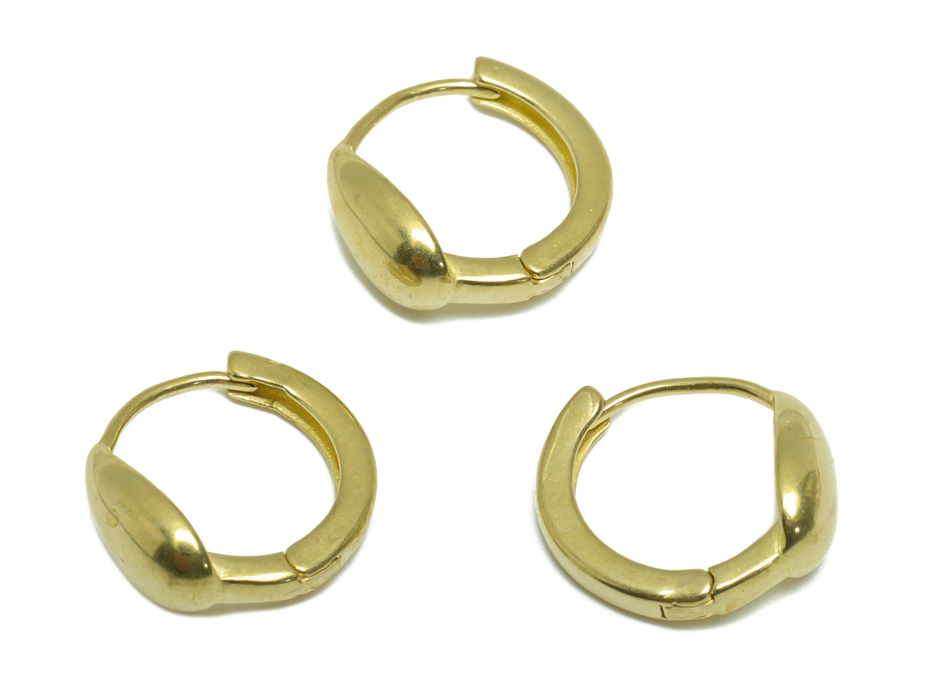 Brass Thick Huggie Hoop Earring - Raw Brass Drop Hoop Wire Earring - Brass Teardrop Huggie Hoop Earring - 13.8x14.3x5.12mm - PP9807 - DOMEDBAZAAR