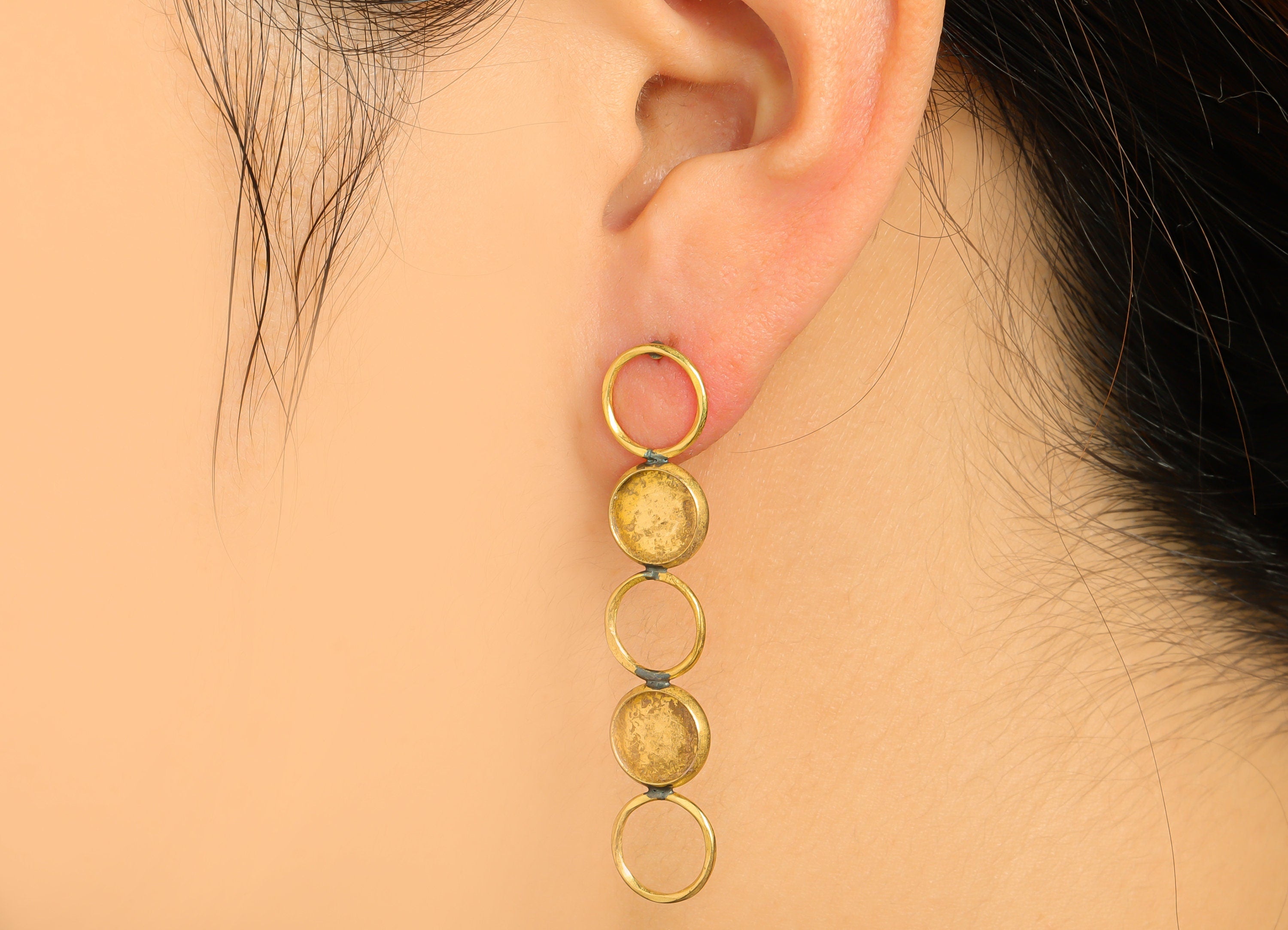 Brass Round Earring Stud - Raw Brass Circle Earring Post - Brass Hang Circle Earring Post - Cabachon Setting - 51.63x10.15x1mm - PP9967 - DOMEDBAZAAR