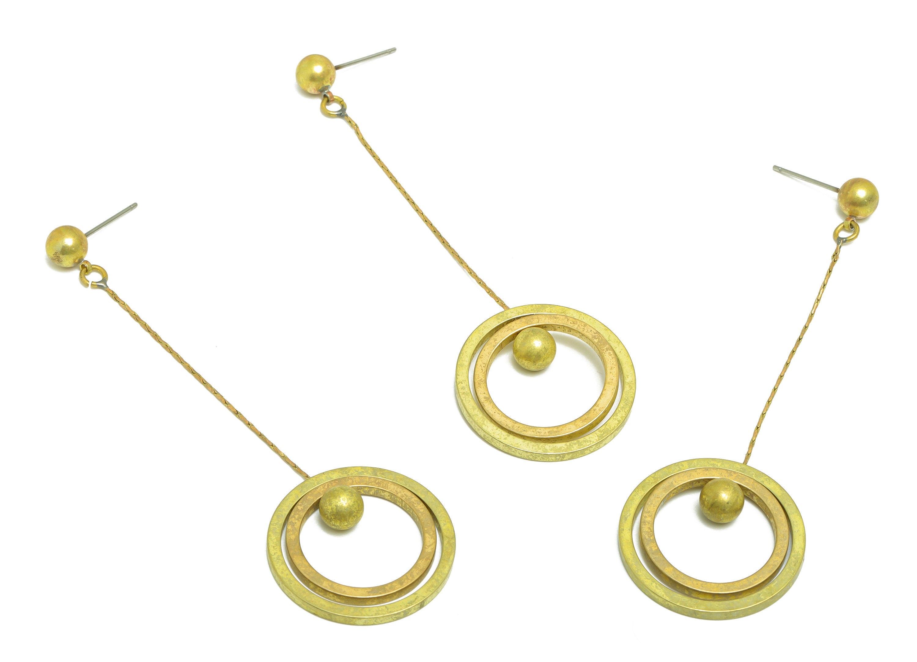 Brass Dangle Ball Earring Post - Raw Brass Round Earring Post - Brass Circle Earring Post - Snake Chain Earring Post - 79x25x1.96mm - PP9961 - DOMEDBAZAAR