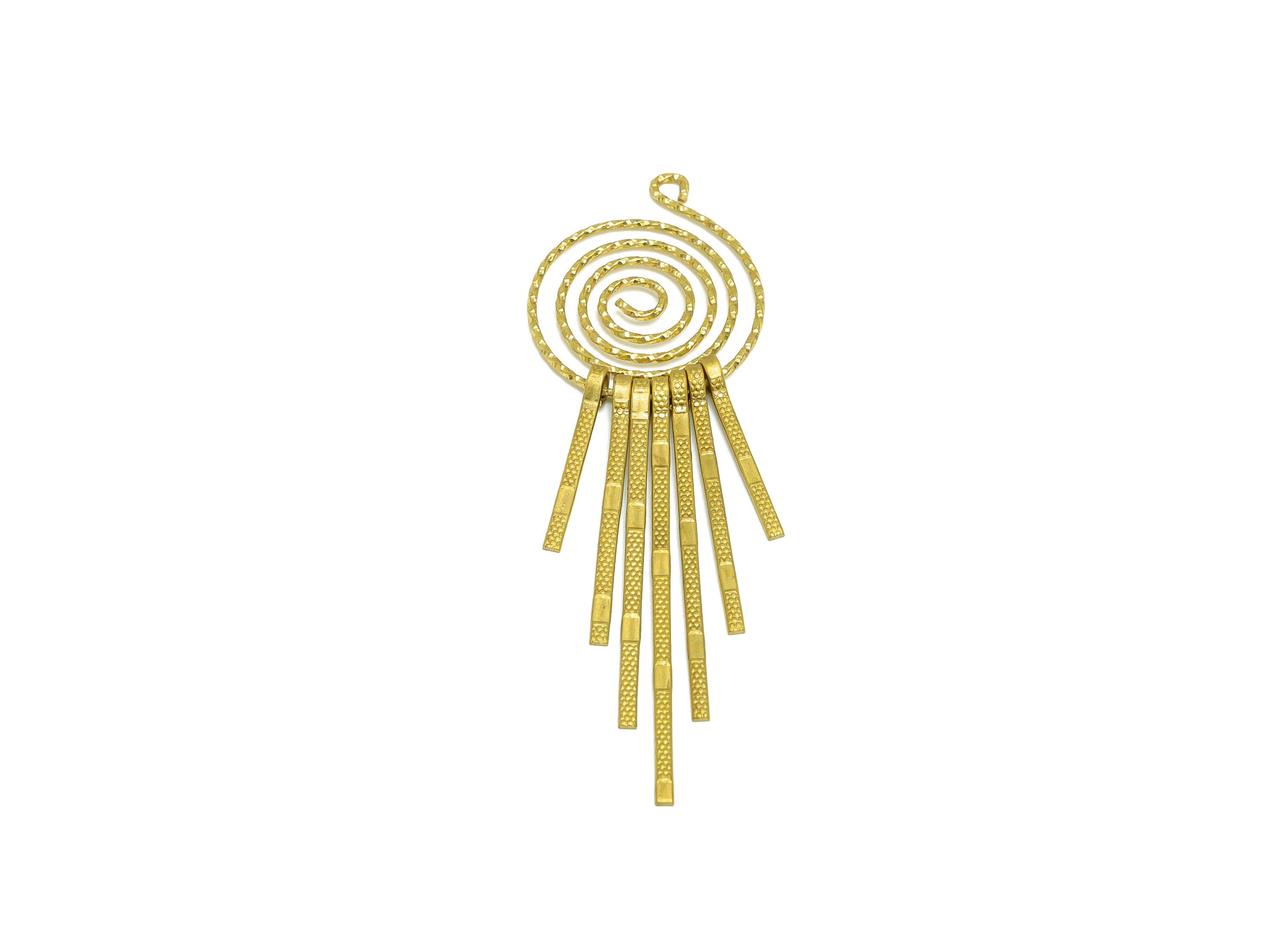 Snail Wire Tassel Earring Charm - Brass Round Wire Earring Charm - Hammered Wire Earring Tassel - Dangle Tassel Charm - 79.3x28x4mm -PP9985 - DOMEDBAZAAR