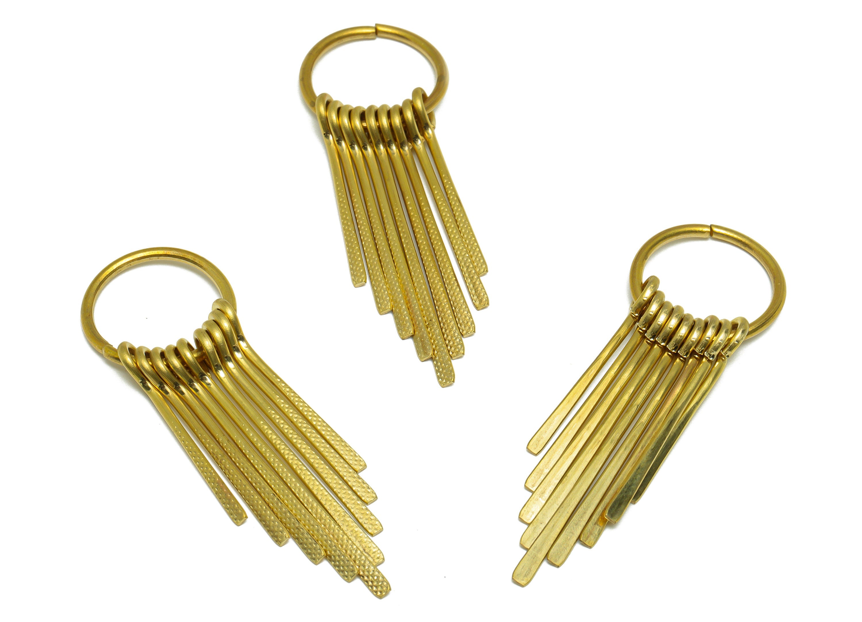 Brass Wire Tassel Earring Charm - Brass Textured Wire Earring Charm - Hammered Wire Earring Tassel - Dangle Tassel Charm - 54x17x5mm -PP9987 - DOMEDBAZAAR