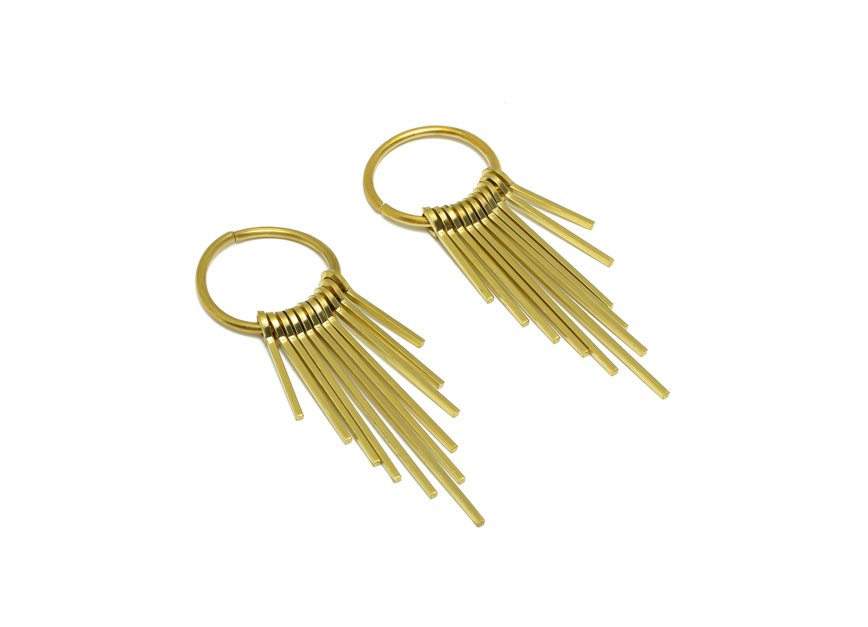 Brass Wire Tassel Earring Charm - Brass Round Wire Earring Charm - Stick Wire Earring - Dangle Fringe Earring - 60x20x4.3mm -PP9989 - DOMEDBAZAAR
