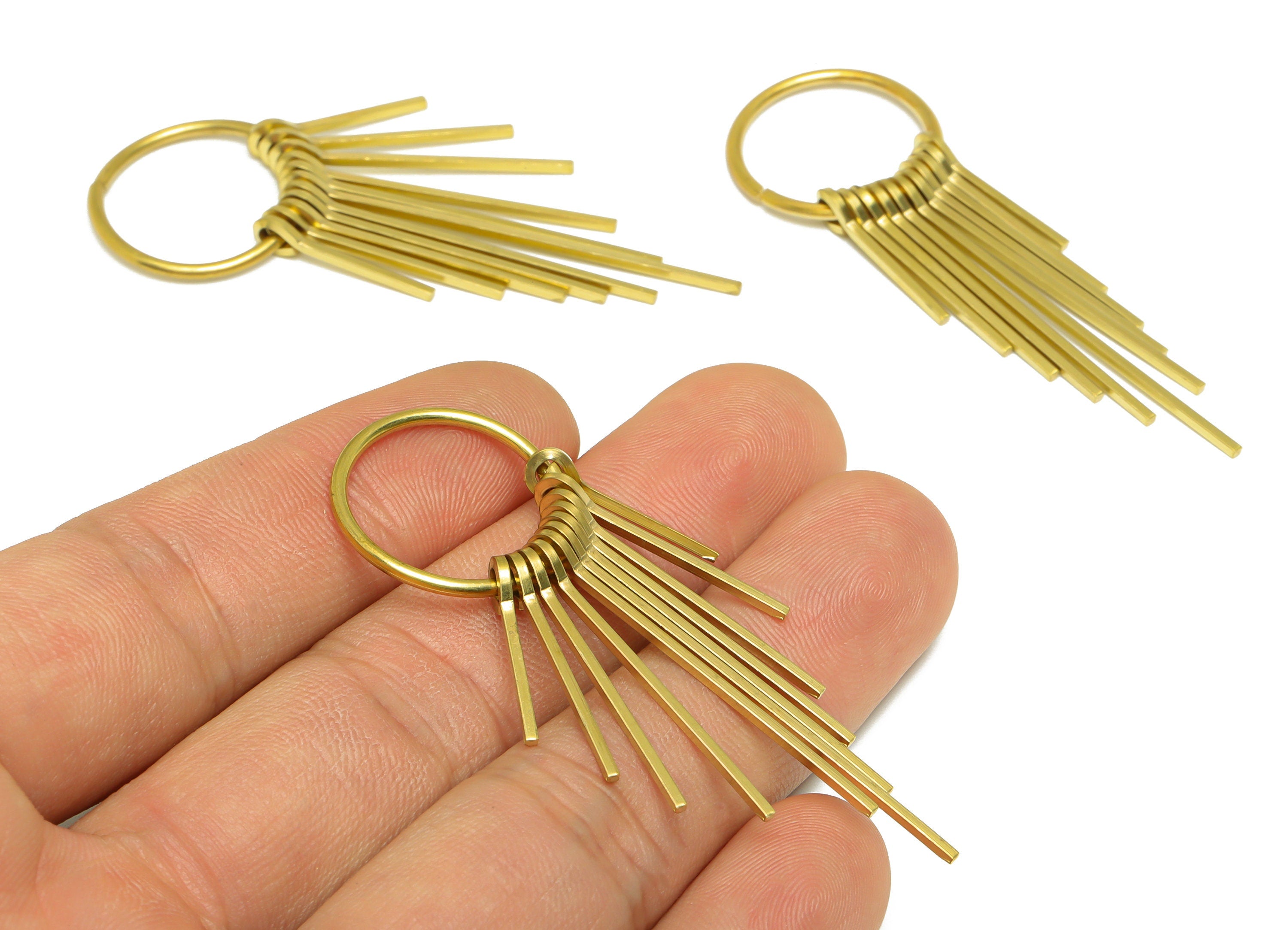 Brass Wire Tassel Earring Charm - Brass Round Wire Earring Charm - Stick Wire Earring - Dangle Fringe Earring - 60x20x4.3mm -PP9989 - DOMEDBAZAAR