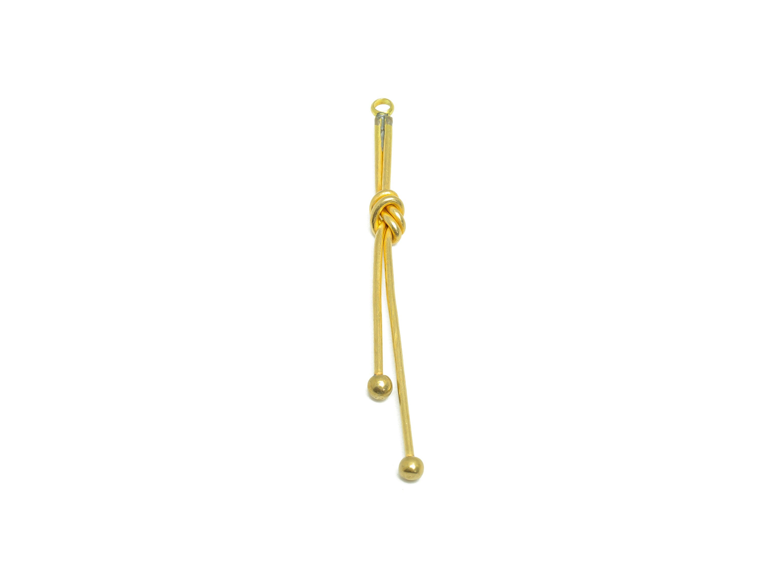 Brass Wire Knot Earring Charm - Brass Stick Wire Earring Charm - Bar Wire Earring Charm - Knot Stick Pendant - 54.27x5.18x1.08mm -PP9959 - DOMEDBAZAAR