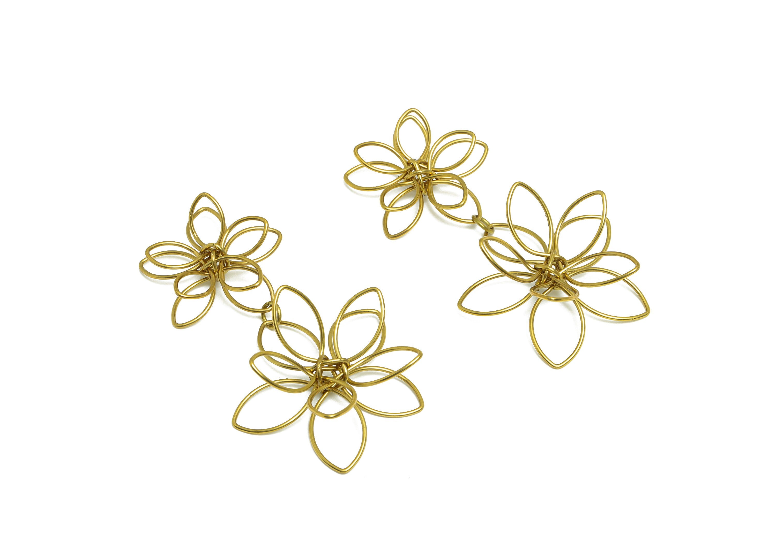 Brass Wire Flower Earring Charm - Brass Flower Wire Earring Charm - Daisy Wire Earring Charm - Flower Pendant - 62x36x7mm - PP9992 - DOMEDBAZAAR
