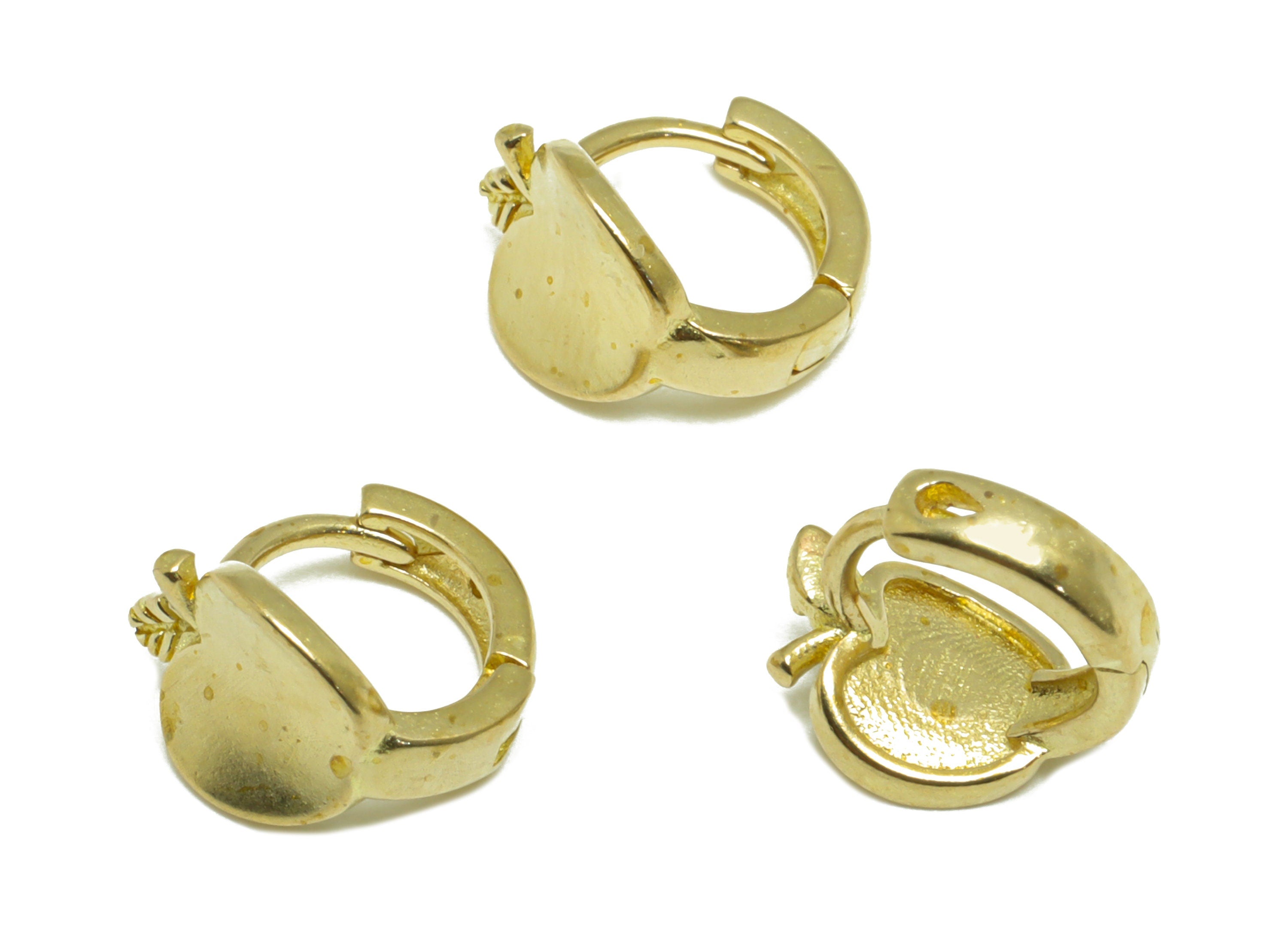 Bent Apple Huggie Hoop Earring - Raw Brass Apple Earring Clasp - Brass Huggie Hoop Earring - Mini Hoop Earring - 9.4x9x6.9mm - PP9658 - DOMEDBAZAAR