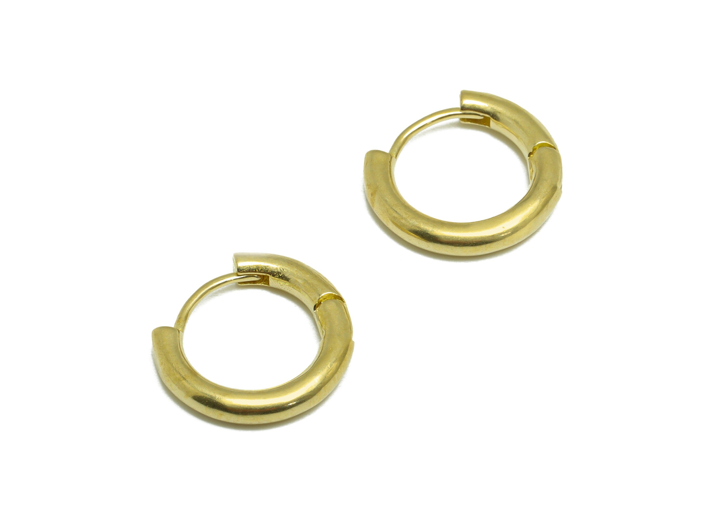 Brass Round Huggie Hoop Earring - Raw Brass Circle Wire Earring Clasp - Brass Clasp Earring - Clasp Hoop Earring - 14x12.2x2.4mm - PP9648 - DOMEDBAZAAR