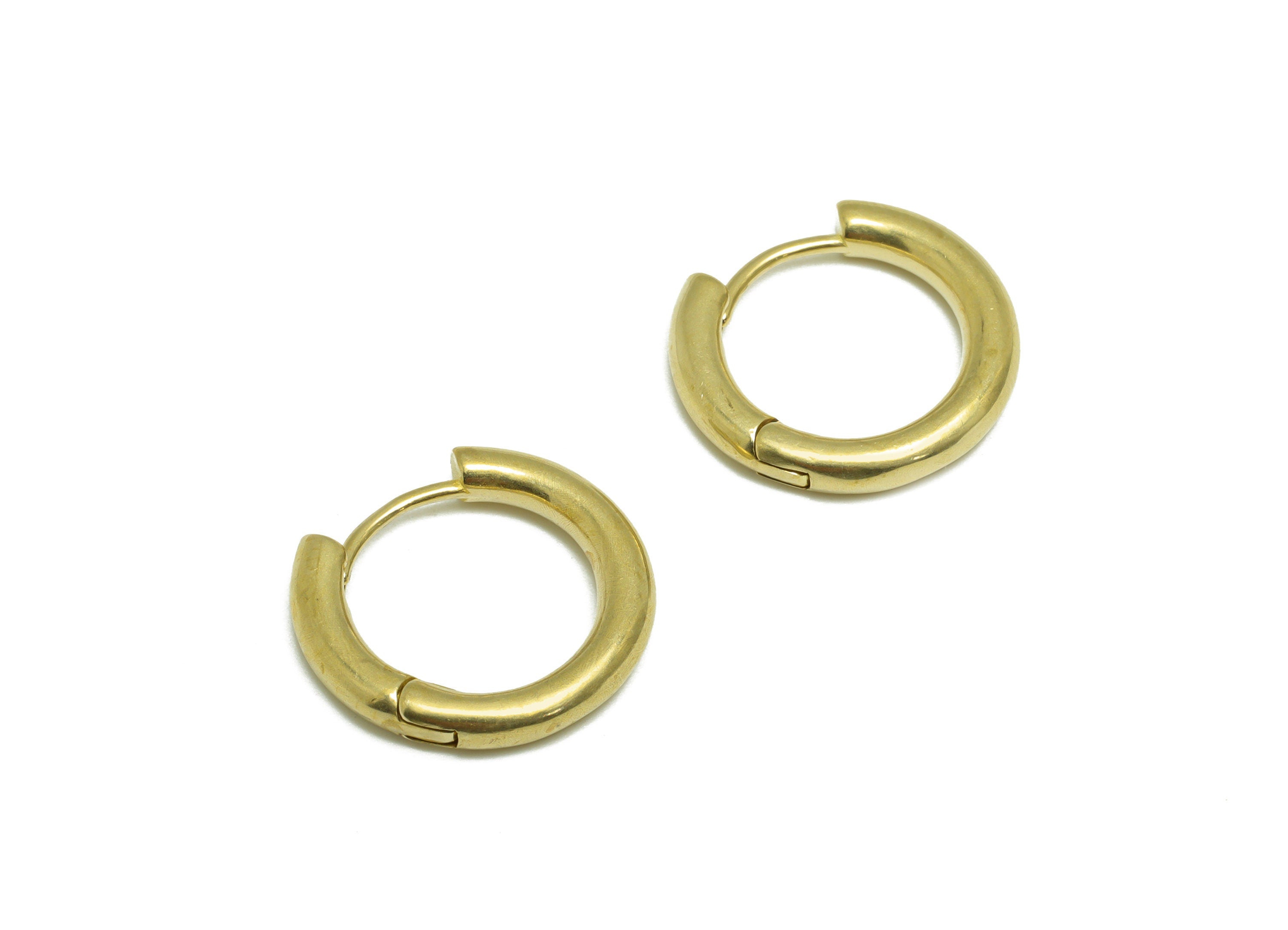 Brass Round Huggie Hoop Earring - Raw Brass Circle Wire Earring Clasp - Brass Clasp Earring - Clasp Hoop Earring - 17.6x16.3x2.84mm - PP9650 - DOMEDBAZAAR
