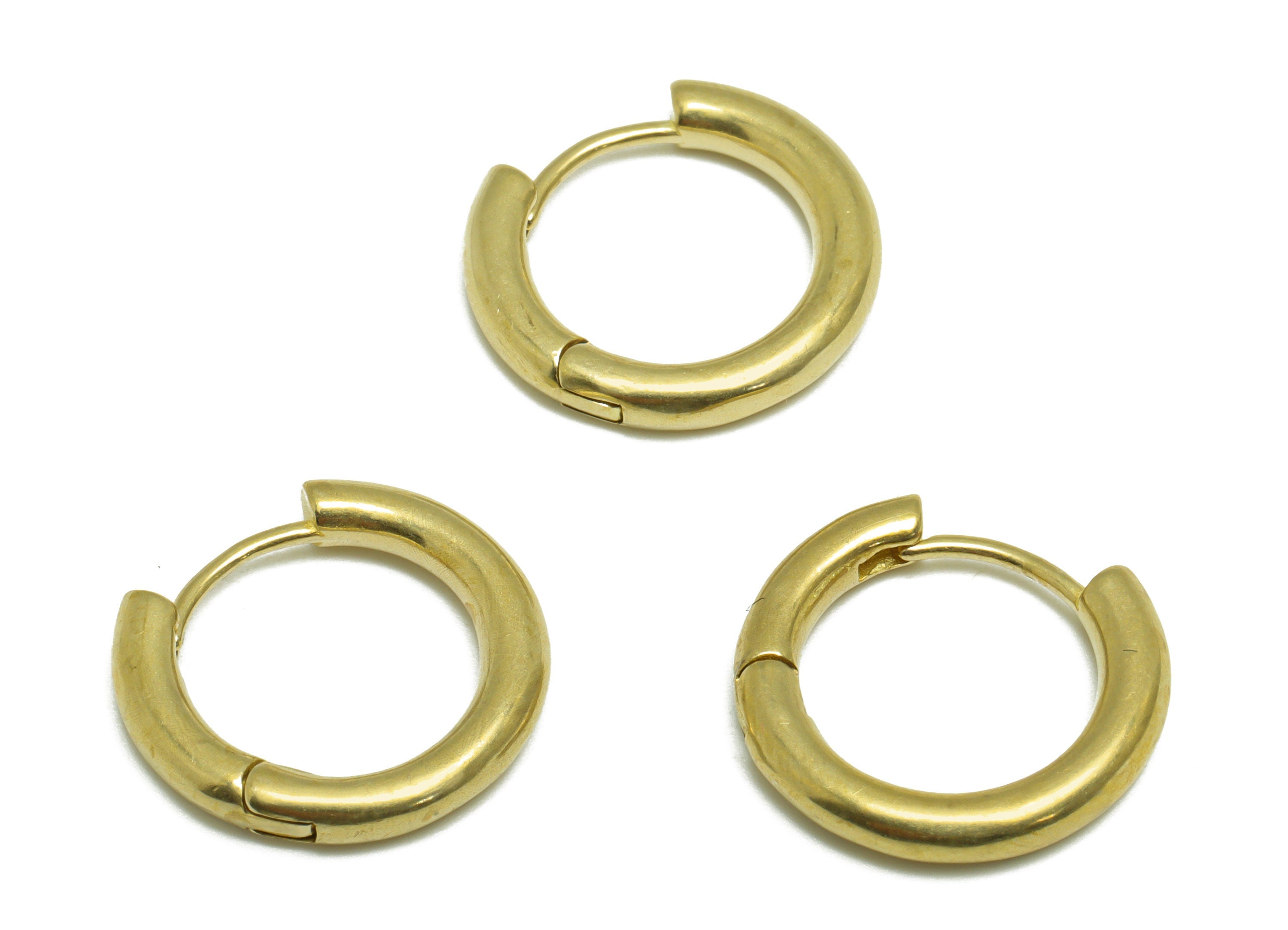 Brass Round Huggie Hoop Earring - Raw Brass Circle Wire Earring Clasp - Brass Clasp Earring - Clasp Hoop Earring - 17.6x16.3x2.84mm - PP9650 - DOMEDBAZAAR