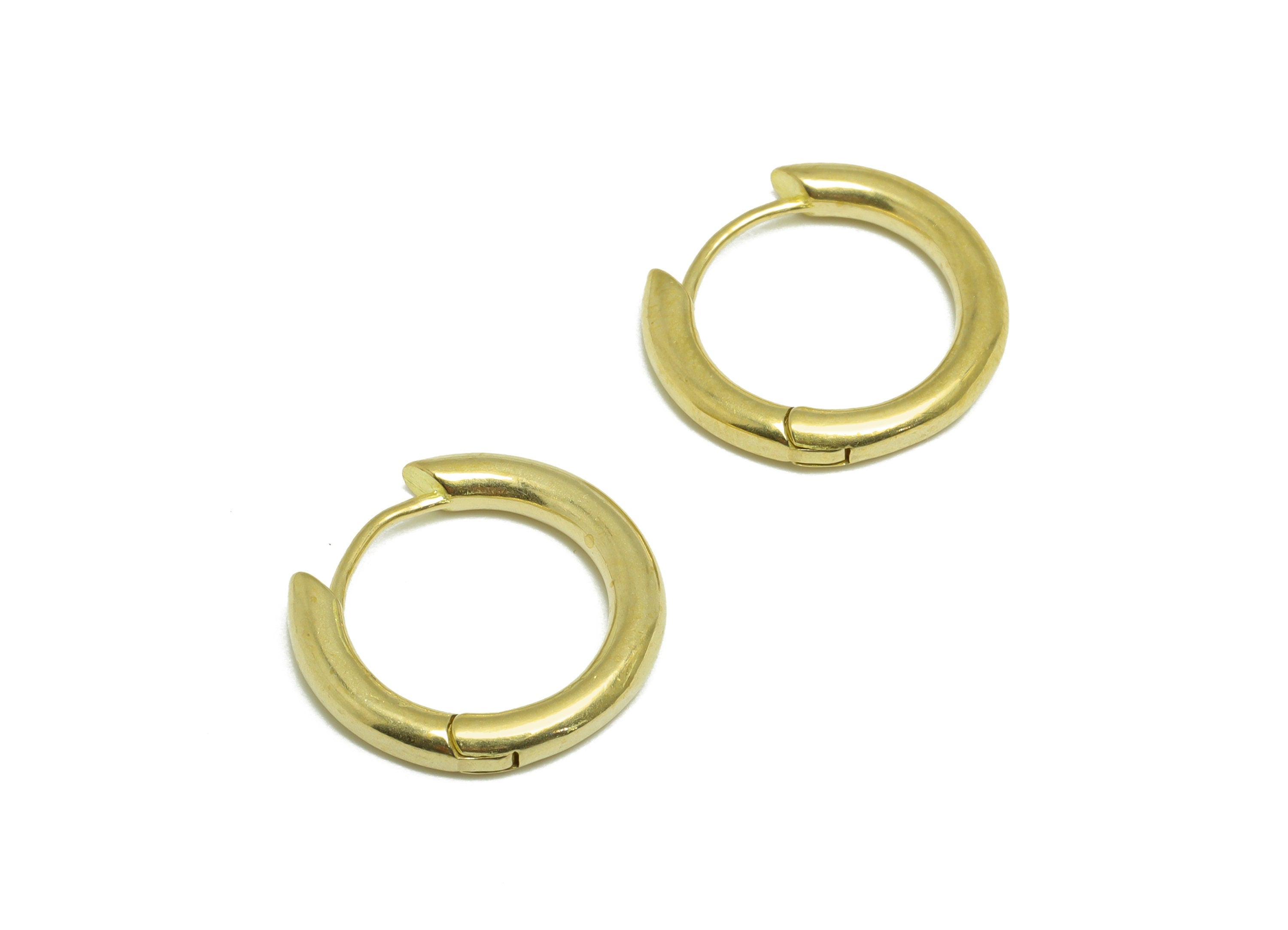 Brass Round Huggie Hoop Earring - Raw Brass Circle Wire Earring Clasp - Brass Clasp Earring - Minimalist Hoop Earring - 17x15x2.5mm - PP9649 - DOMEDBAZAAR