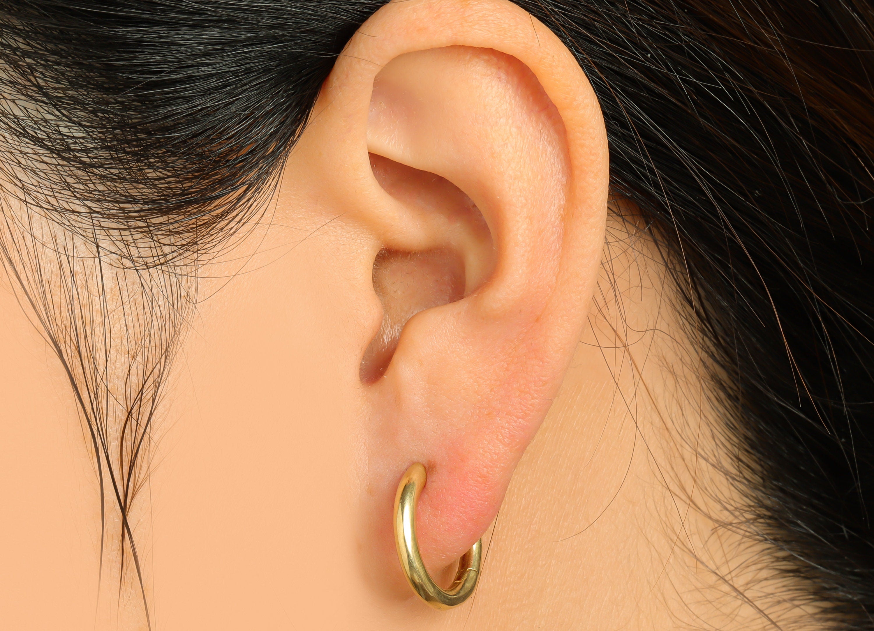 Brass Round Huggie Hoop Earring - Raw Brass Circle Wire Earring Clasp - Brass Clasp Earring - Minimalist Hoop Earring - 17x15x2.5mm - PP9649 - DOMEDBAZAAR