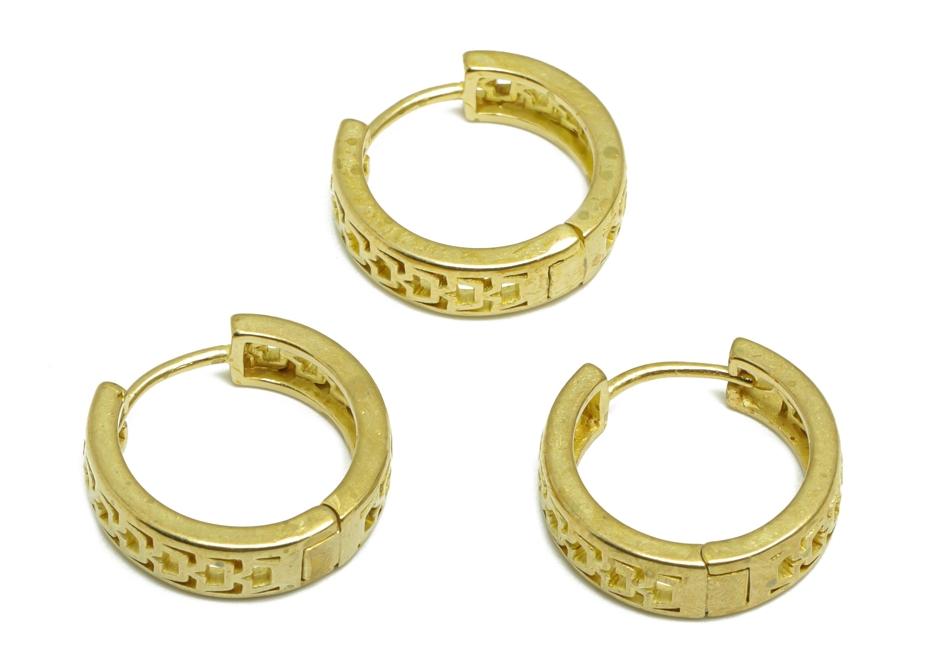 Brass Round Huggie Hoop Earring - Raw Brass Textured Wire Earring Clasp - Brass Wire Earring - Clasp Hoop Earring - 16.5x15.5x4.8mm - PP9669 - DOMEDBAZAAR