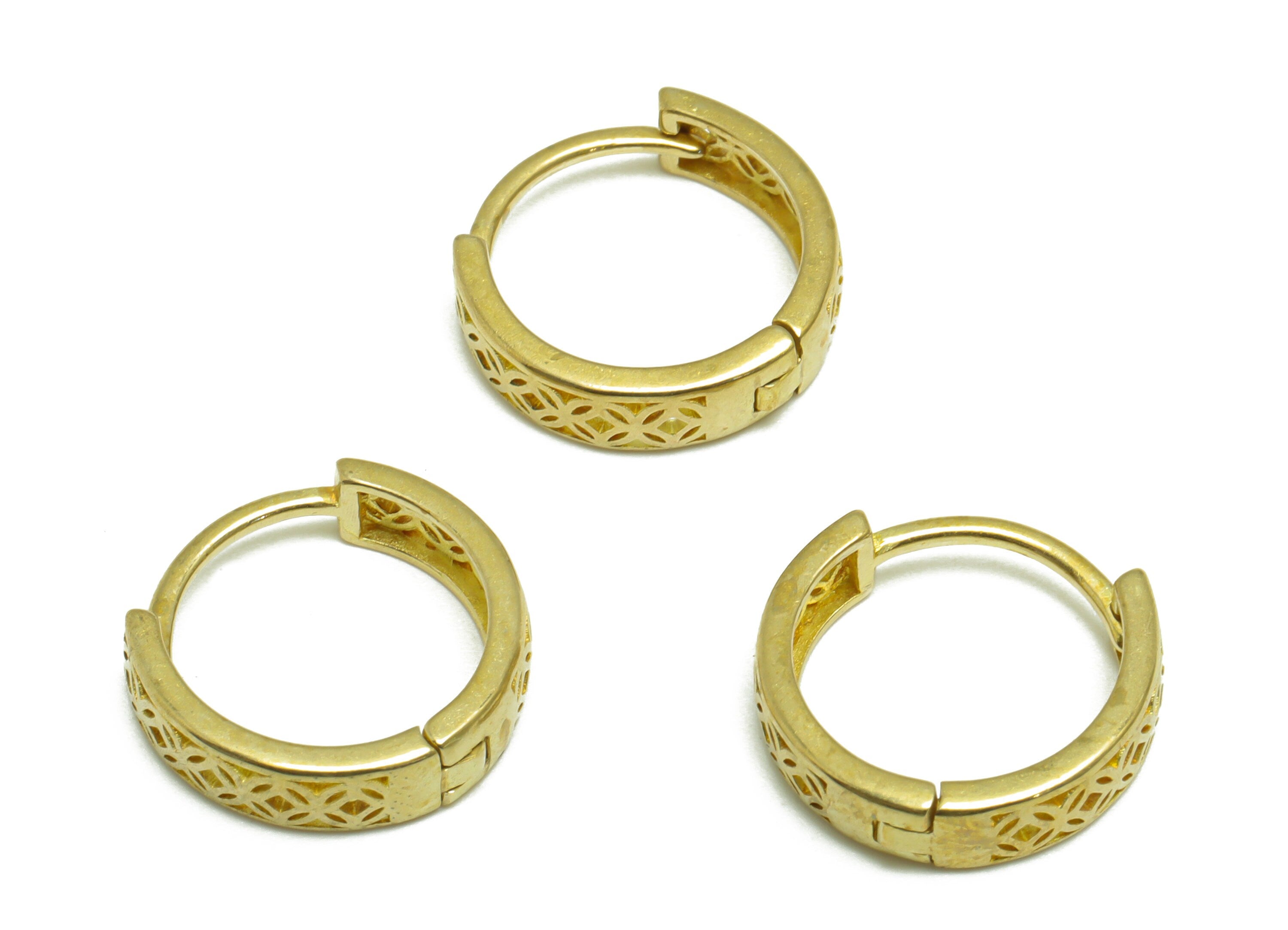 Brass Round Huggie Hoop Earring - Raw Brass Textured Wire Earring Clasp - Brass Hollow Earring - Clasp Hoop Earring - 15.6x15.2x4mm - PP9671 - DOMEDBAZAAR