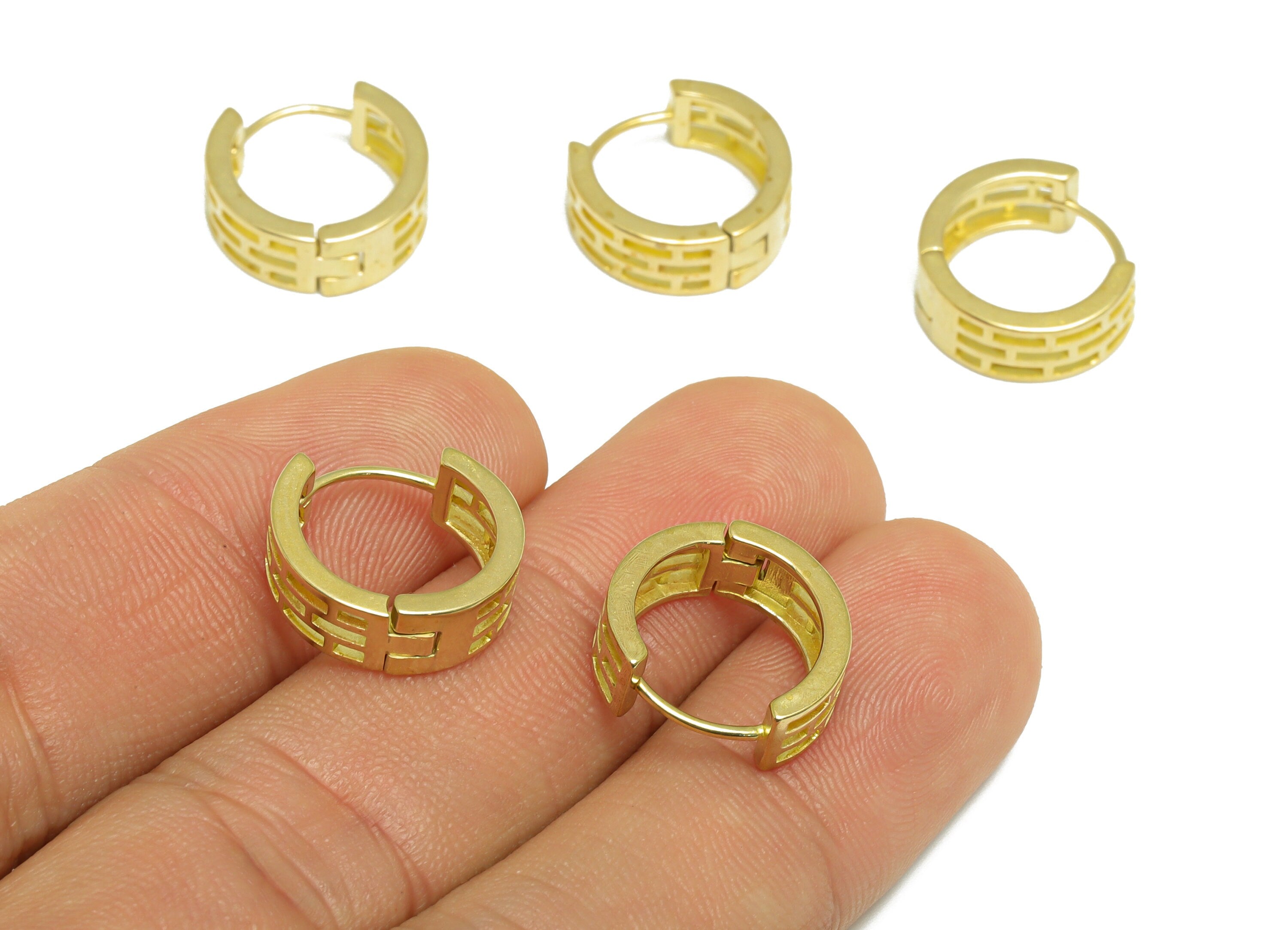 Brass Round Huggie Hoop Earring - Raw Brass Wide Wire Earring Clasp - Brass Hollow Earring - Clasp Hoop Earring - 15.6x15.2x4mm - PP9661 - DOMEDBAZAAR