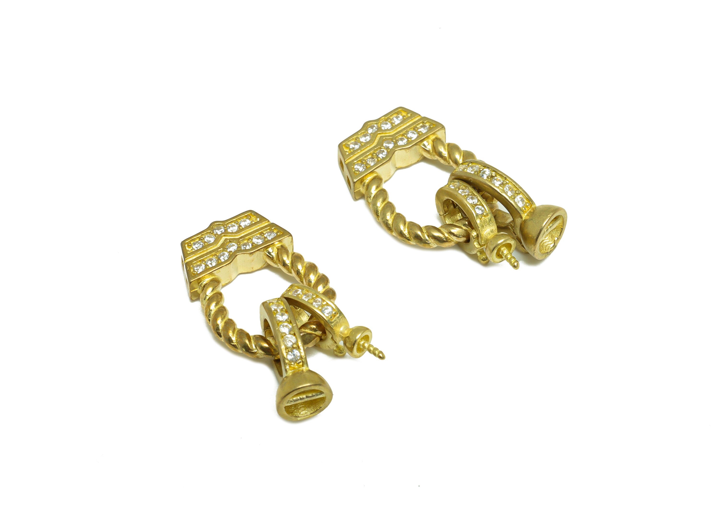 Brass CZ Bracelet Connector - Raw Brass Bracelet Connector - Brass Cubic Zircon Bracelet Connector - 22.03x12.6x2.73mm - PP9696 - DOMEDBAZAAR
