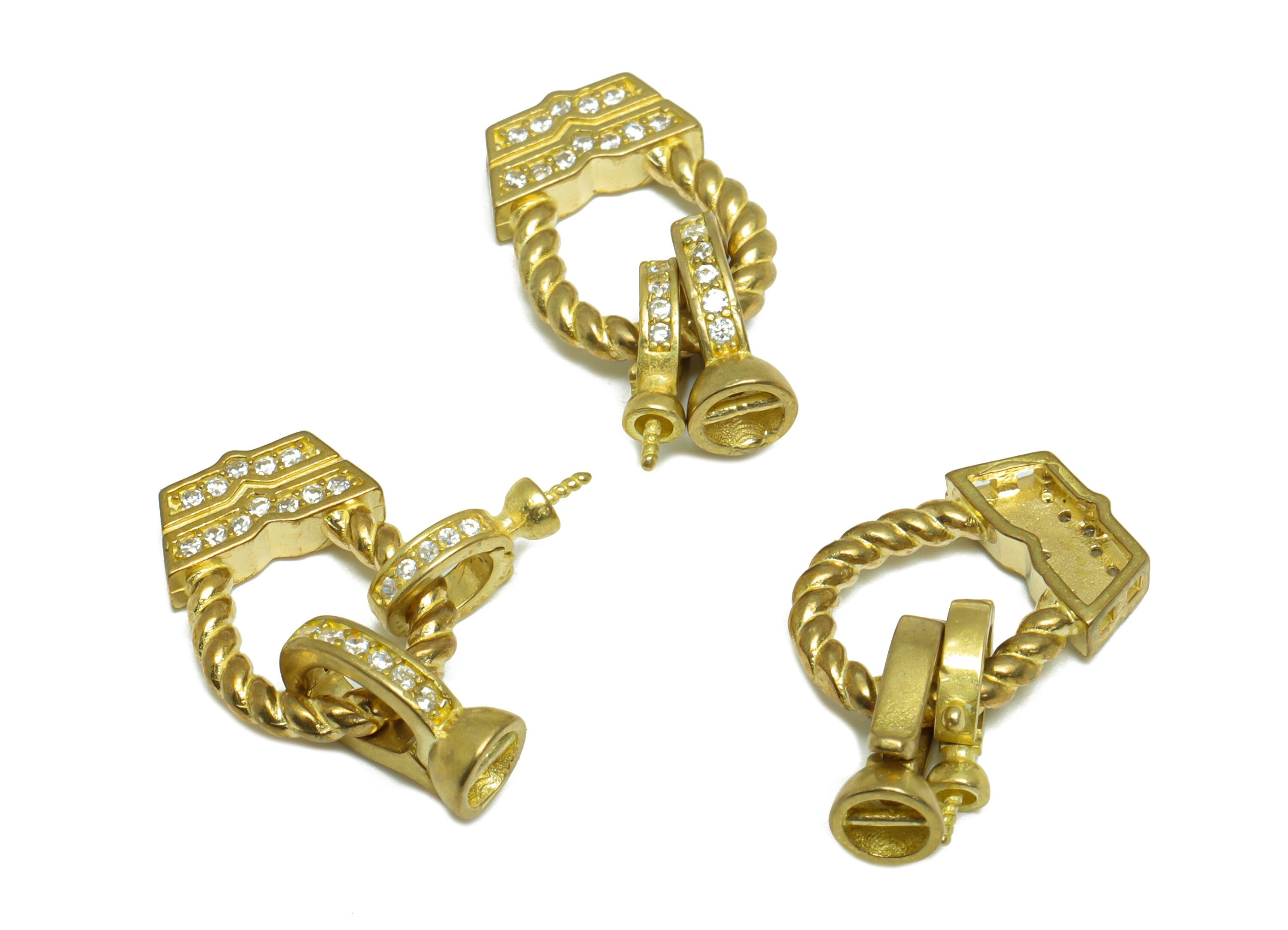 Brass CZ Bracelet Connector - Raw Brass Bracelet Connector - Brass Cubic Zircon Bracelet Connector - 22.03x12.6x2.73mm - PP9696 - DOMEDBAZAAR