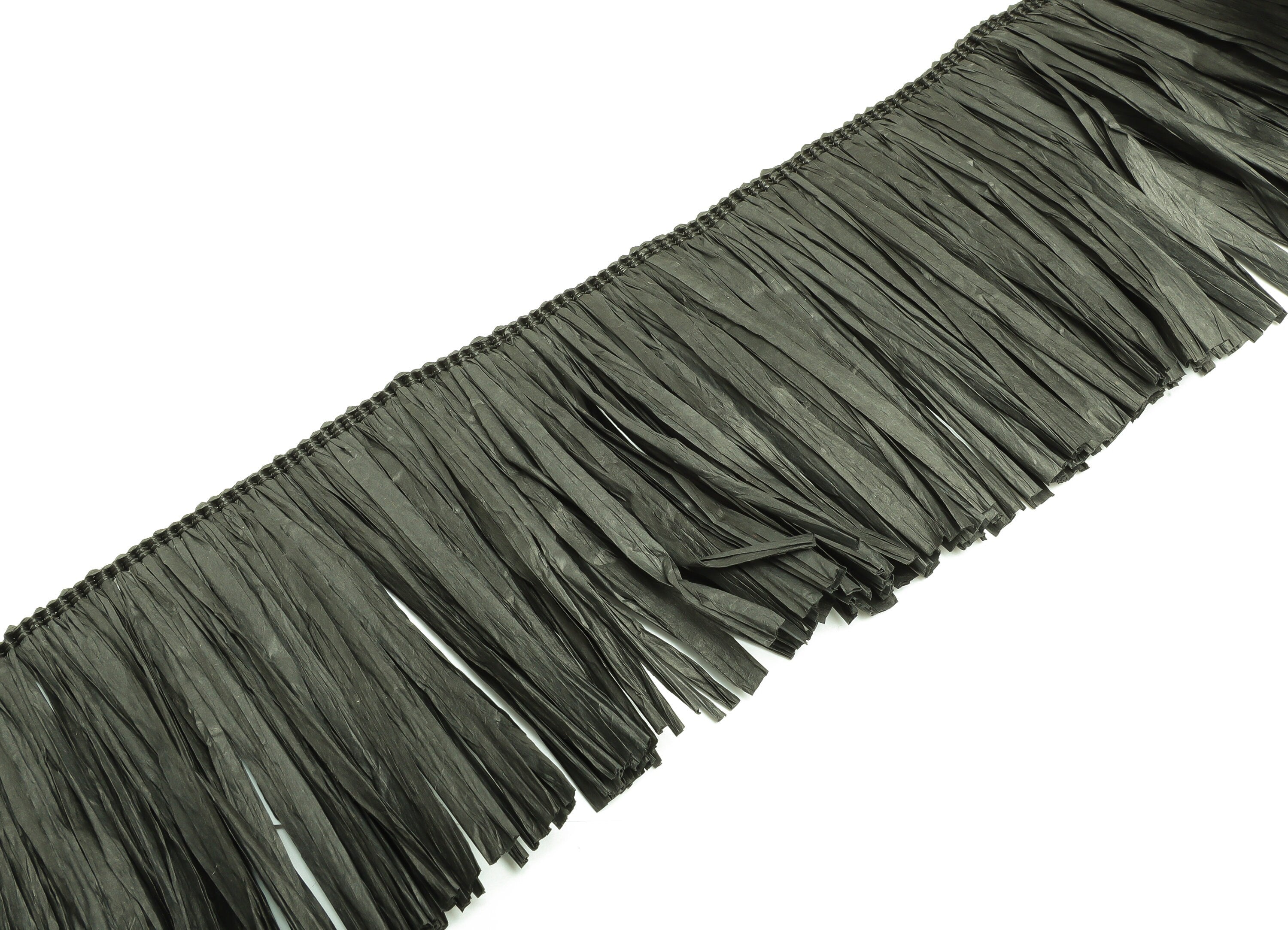 10.5cm Black Raffia Tassel – Raffia Tassels Strip – Raffia Grass Tassels Skirt - Jewelry Accessories - Earring Finding - RS1072B - DOMEDBAZAAR
