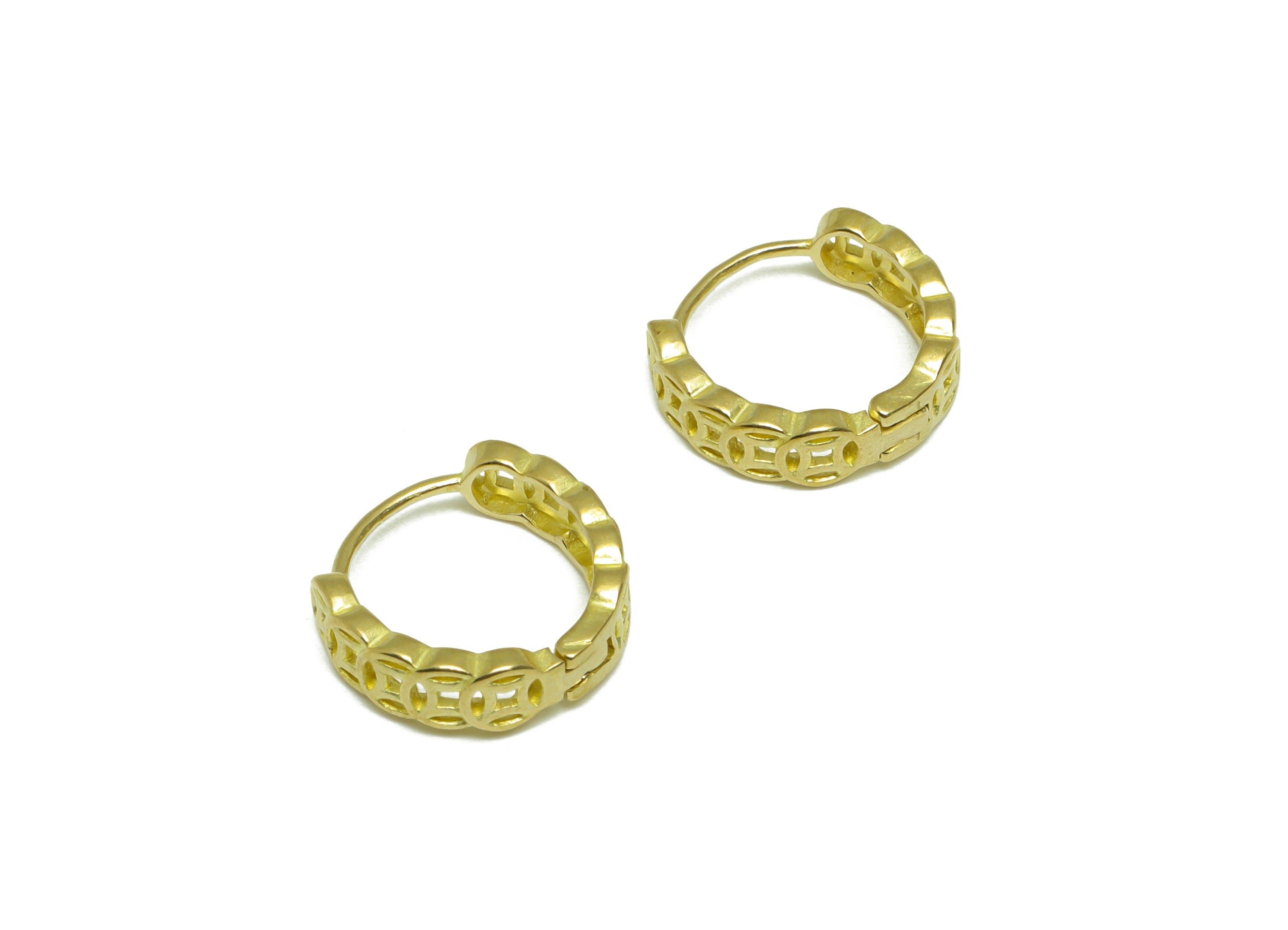 Brass Round Huggie Hoop Earring - Raw Brass Textured Wire Earring Clasp - Brass Wire Hoop Earring - Brass Hoop Earring - 13x13x4mm - PP9681 - DOMEDBAZAAR