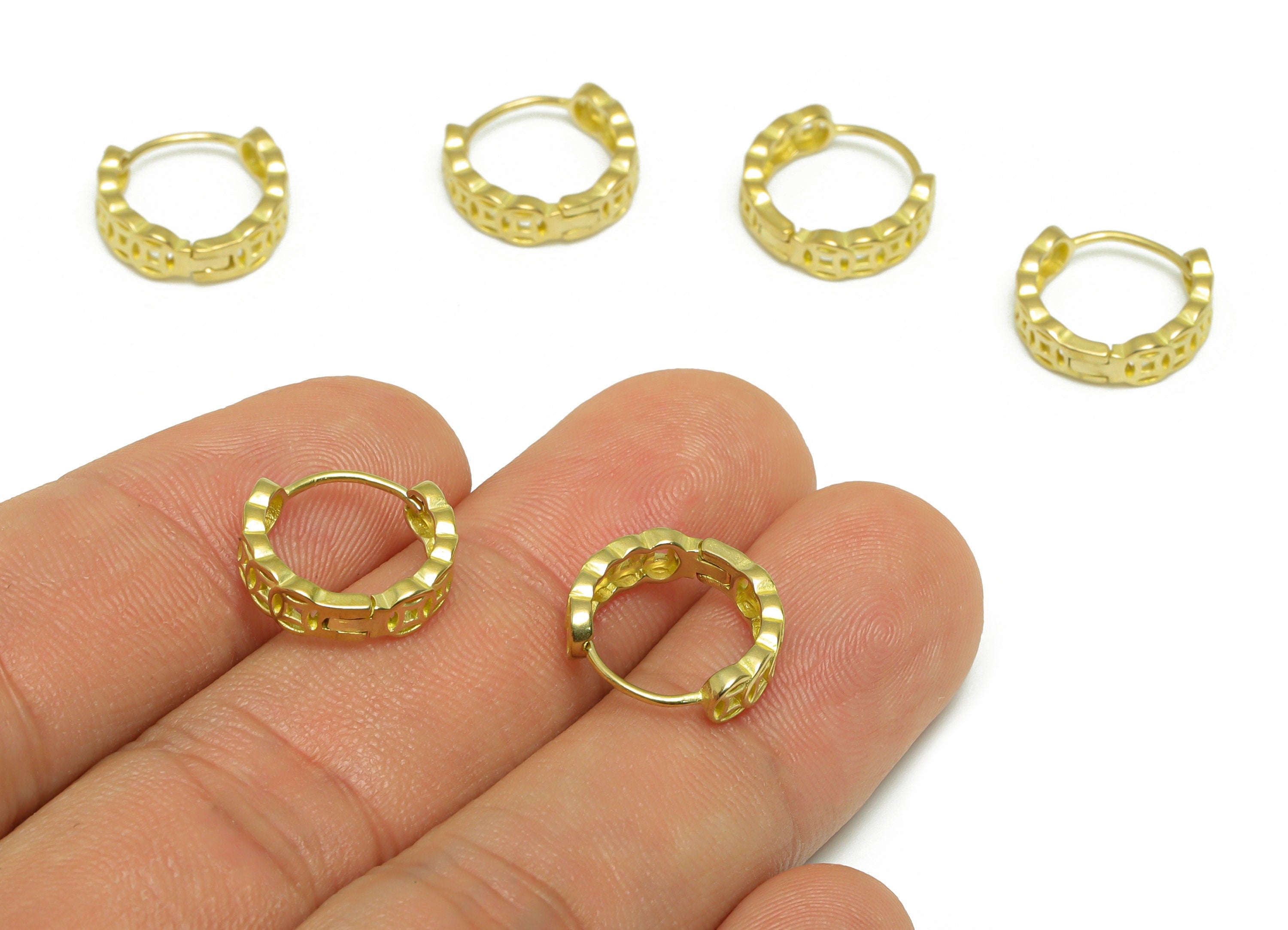 Brass Round Huggie Hoop Earring - Raw Brass Textured Wire Earring Clasp - Brass Wire Hoop Earring - Brass Hoop Earring - 13x13x4mm - PP9681 - DOMEDBAZAAR