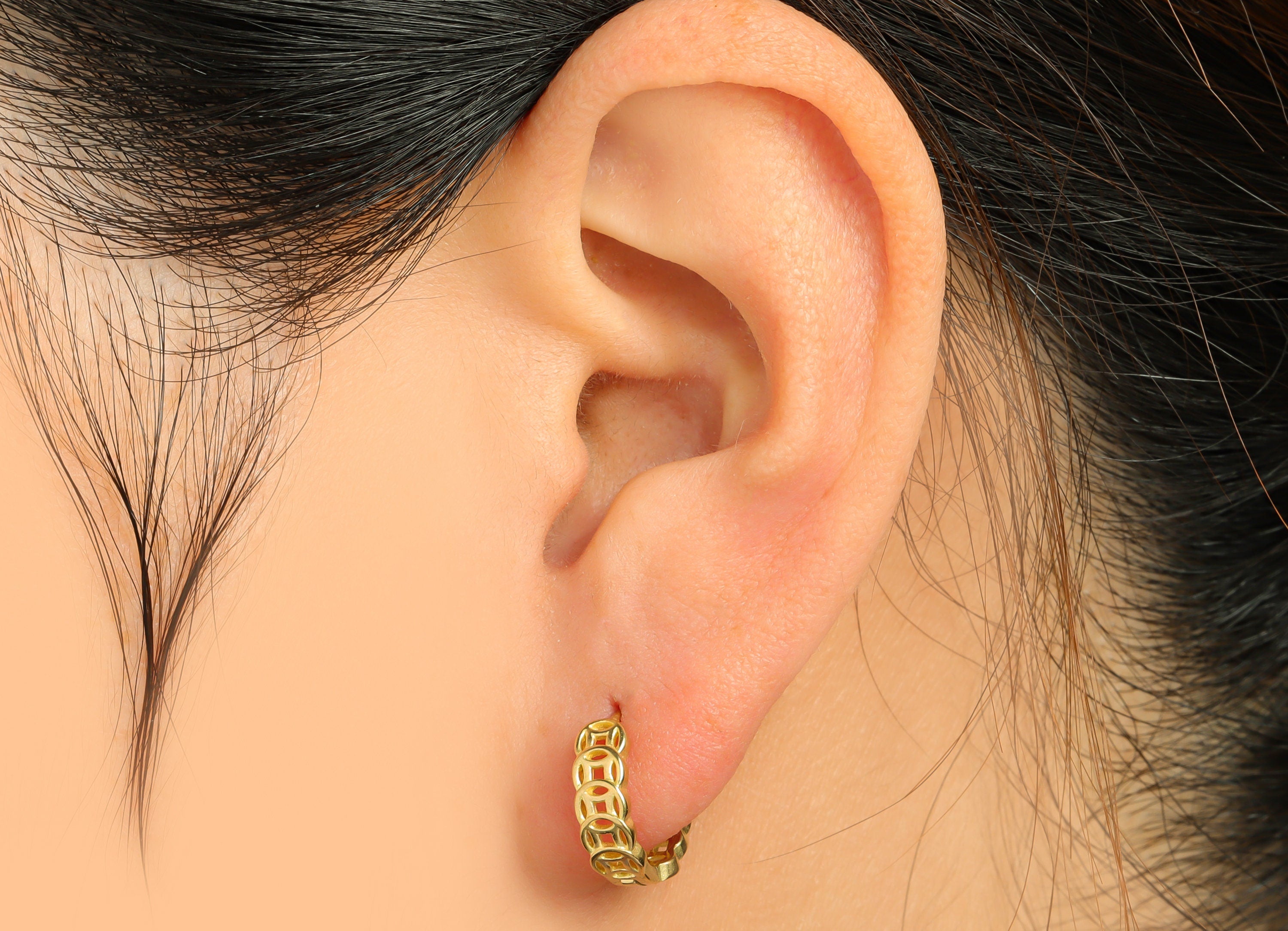 Brass Round Huggie Hoop Earring - Raw Brass Textured Wire Earring Clasp - Brass Wire Hoop Earring - Brass Hoop Earring - 13x13x4mm - PP9681 - DOMEDBAZAAR