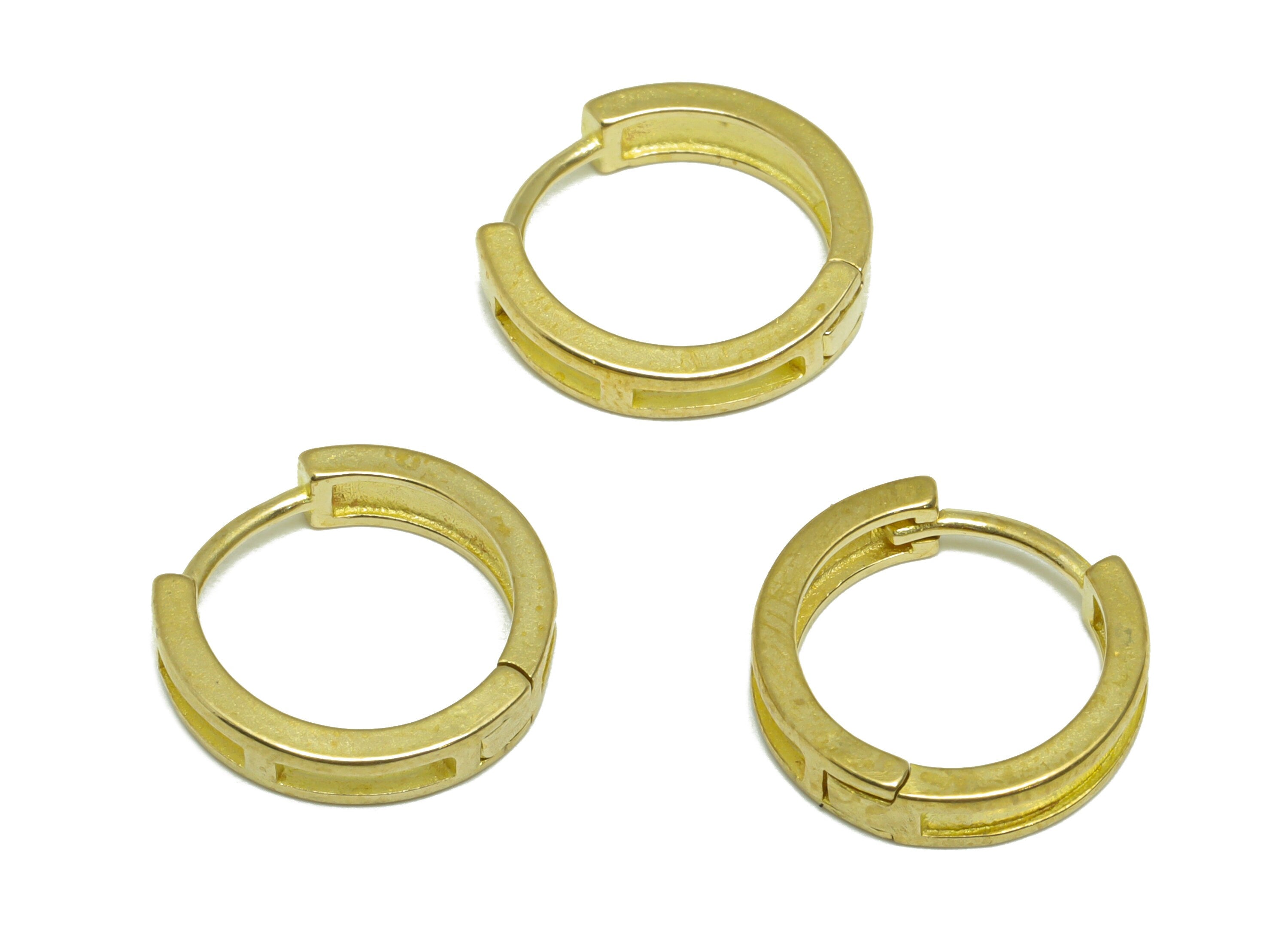 Brass Round Huggie Hoop Earring - Raw Brass Circle Wire Earring Clasp - Brass Hollow Earring - Clasp Hoop Earring - 15.2x14.8x3.4mm - PP9626 - DOMEDBAZAAR