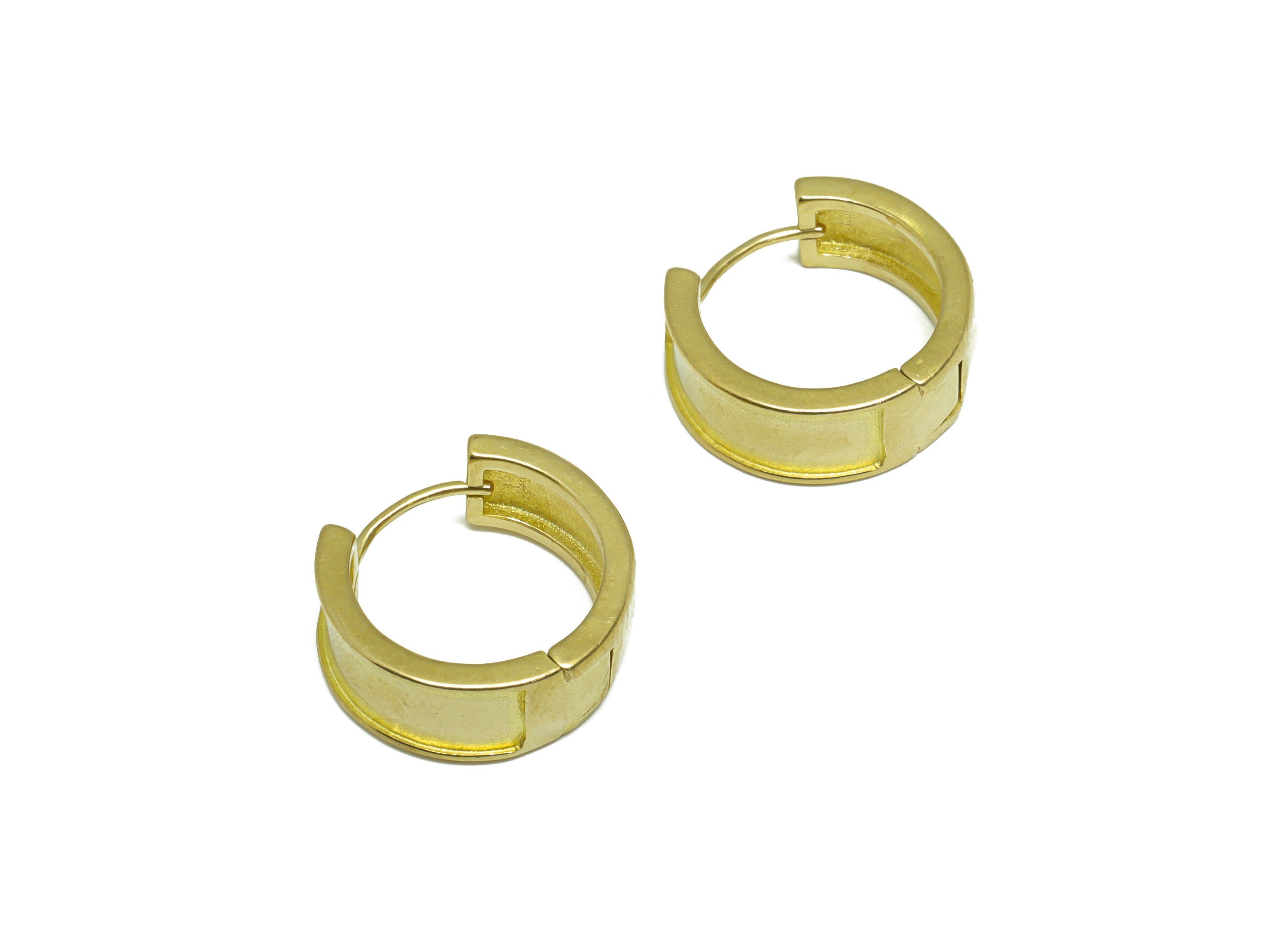 Brass Round Huggie Hoop Earring - Raw Brass Thick Hoop Earring - Brass Huggie Hoop Earring - Wide Hoop Earring - 15.5x15.2x6.13mm - PP9676 - DOMEDBAZAAR