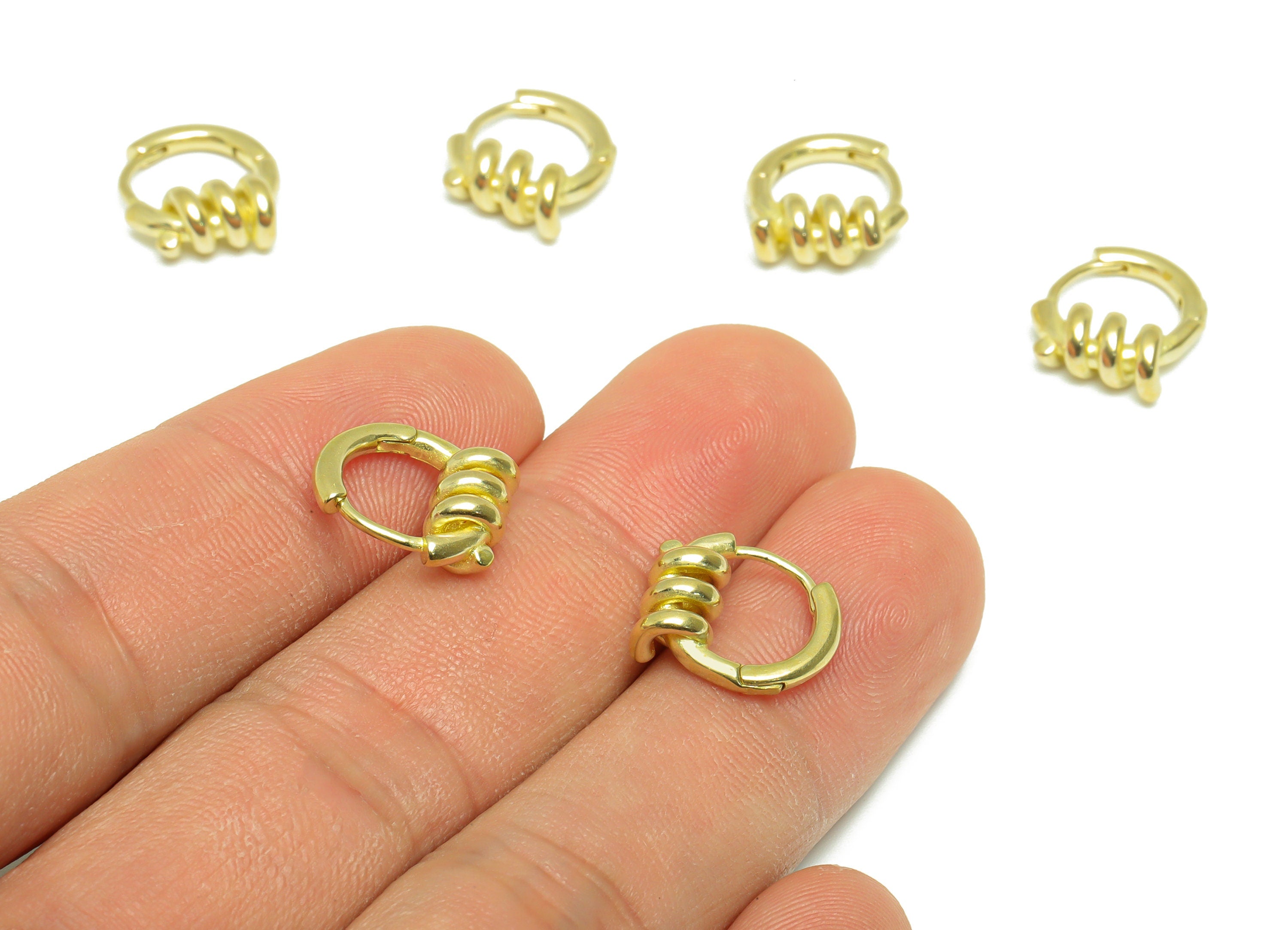 Brass Wire Huggie Hoop Earring - Raw Brass Twine Wire Hoop Earring - Brass Wire Hoop Earring - Brass Hoop Earring - 13.6x11.8x5.2mm - PP9678 - DOMEDBAZAAR