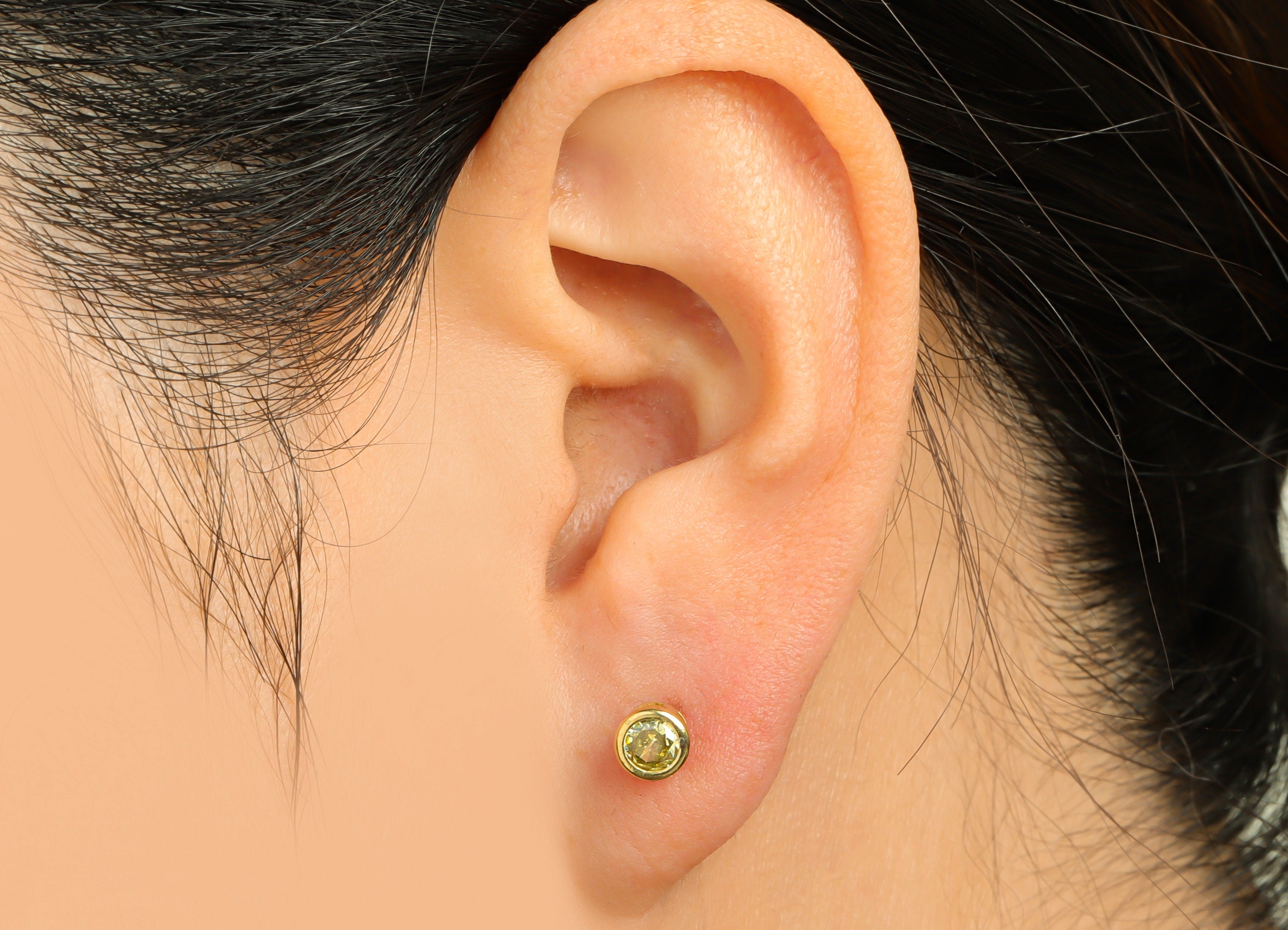 Olive (CZ-14) Zircon Earring Stud - Raw Brass Minimalist CZ Earring Post - Cubic Zircon Earring Post - 15.6x5.4x3.5mm - PP9825K - DOMEDBAZAAR